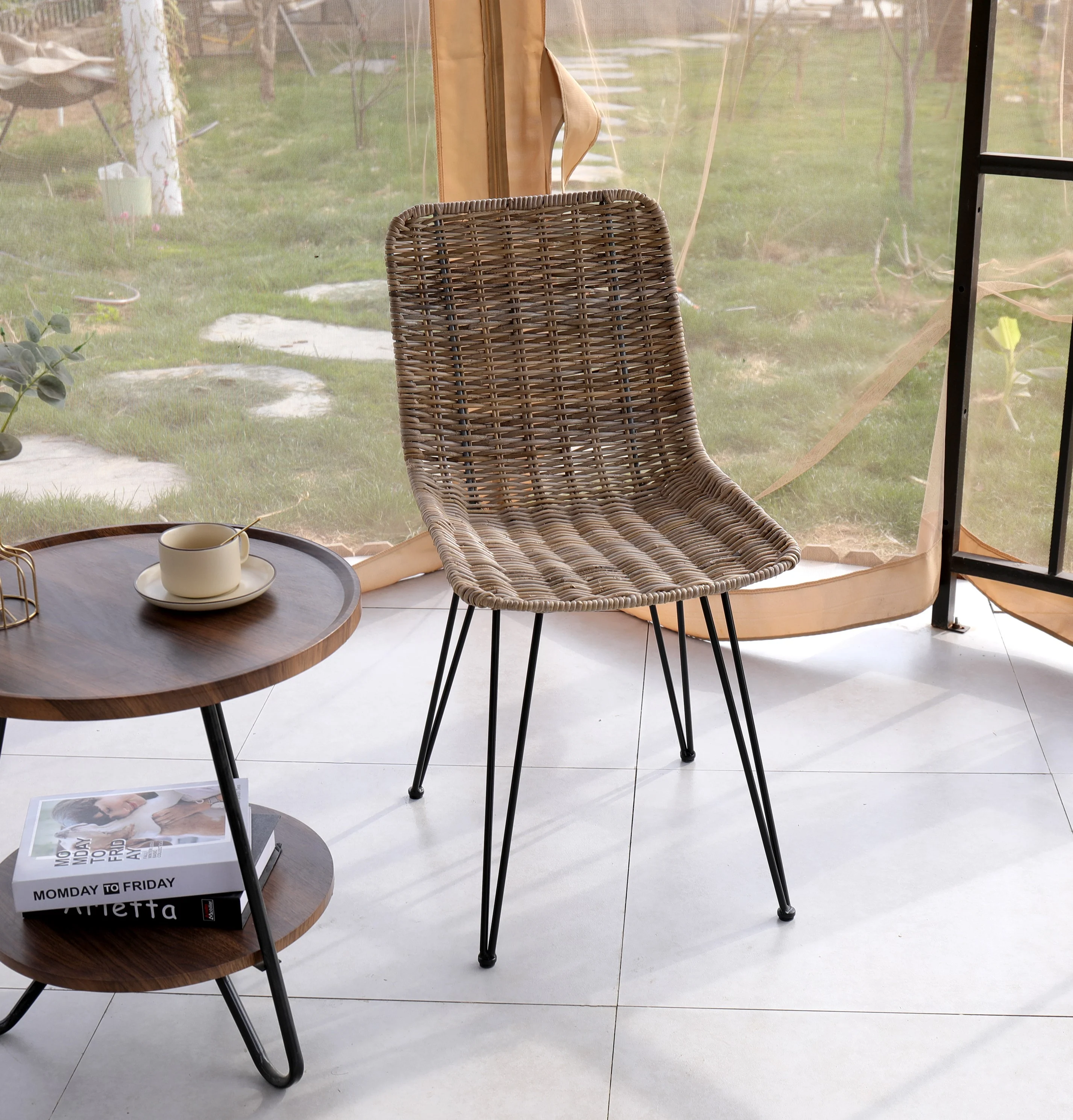 PENANG - Lot de 2 chaises en métal et fibres naturelles - Image 3
