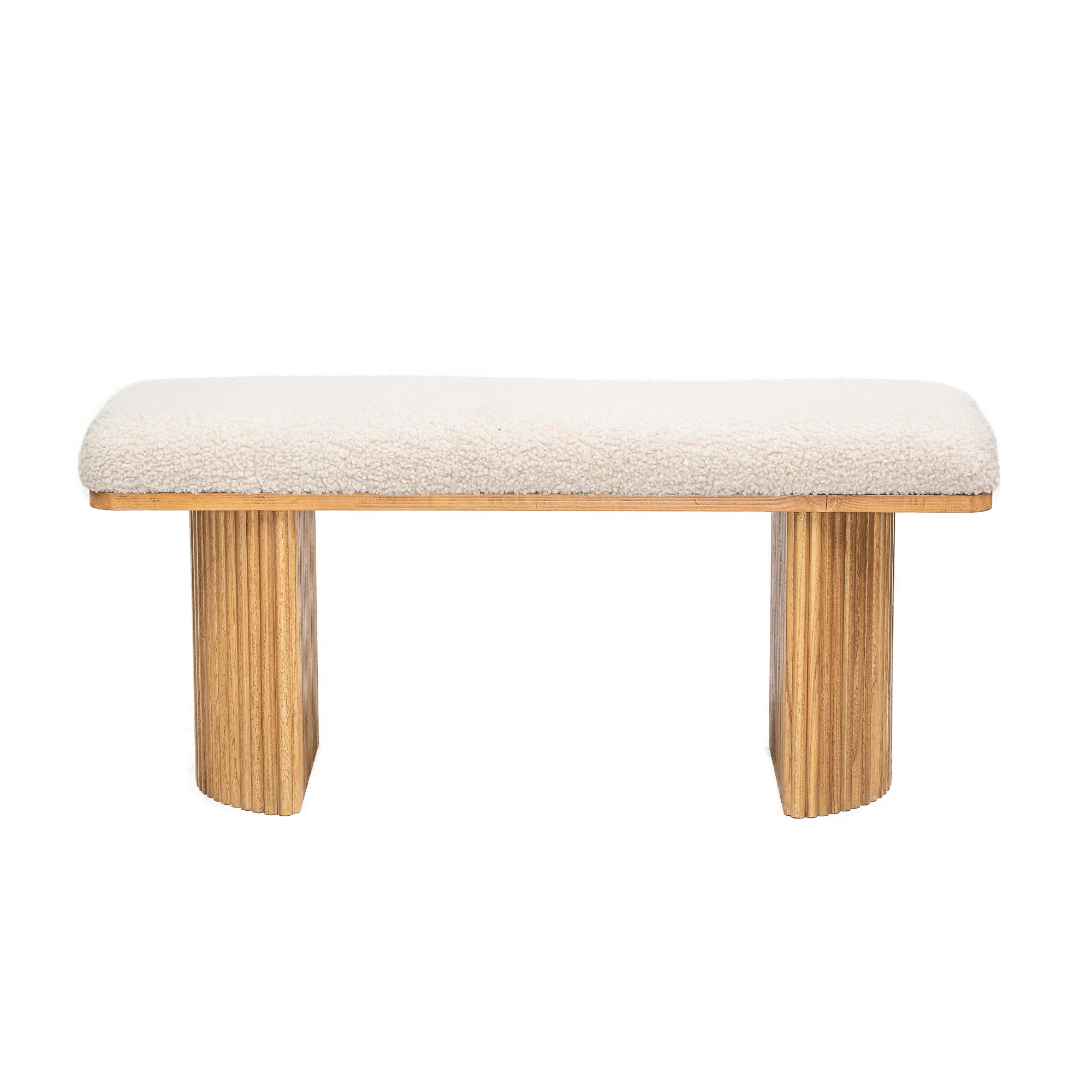 PIREUS - Banc en bois massif et bouclettes blanches - Image 6