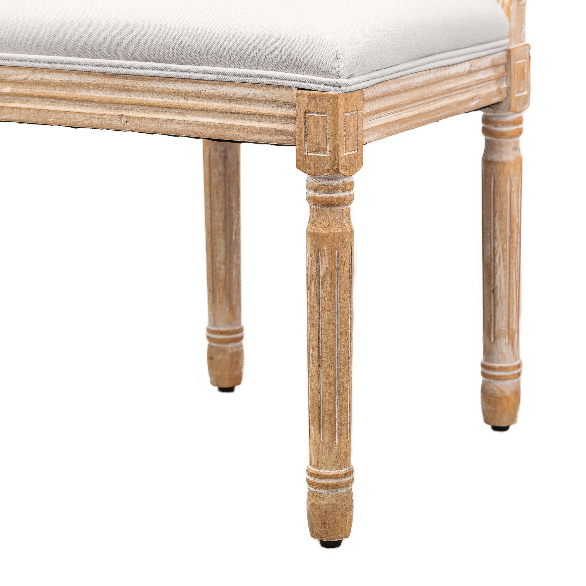 RICHELIEU - Lot de 2 chaises en bois et cannage avec assise en tissu gris clair - Image 4