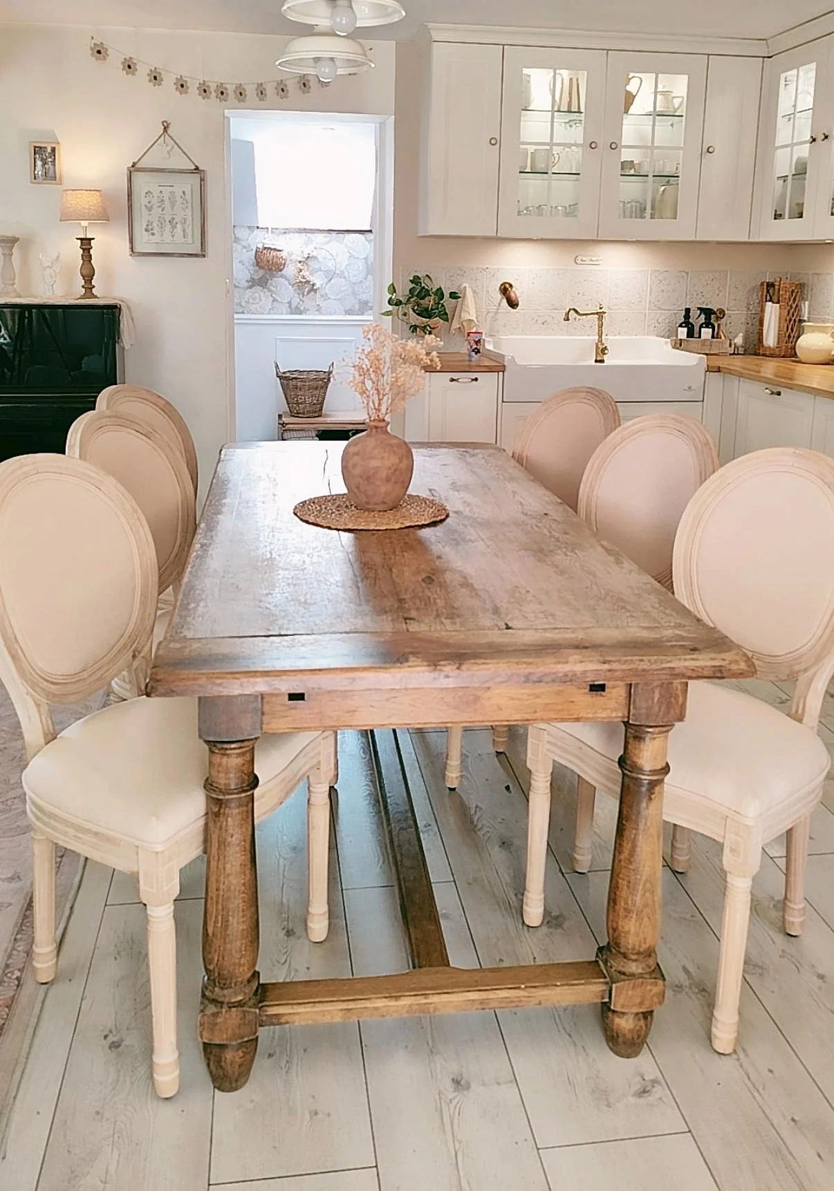 RICHELIEU - Lot de 2 chaises en bois avec assise en tissu beige - Image 3
