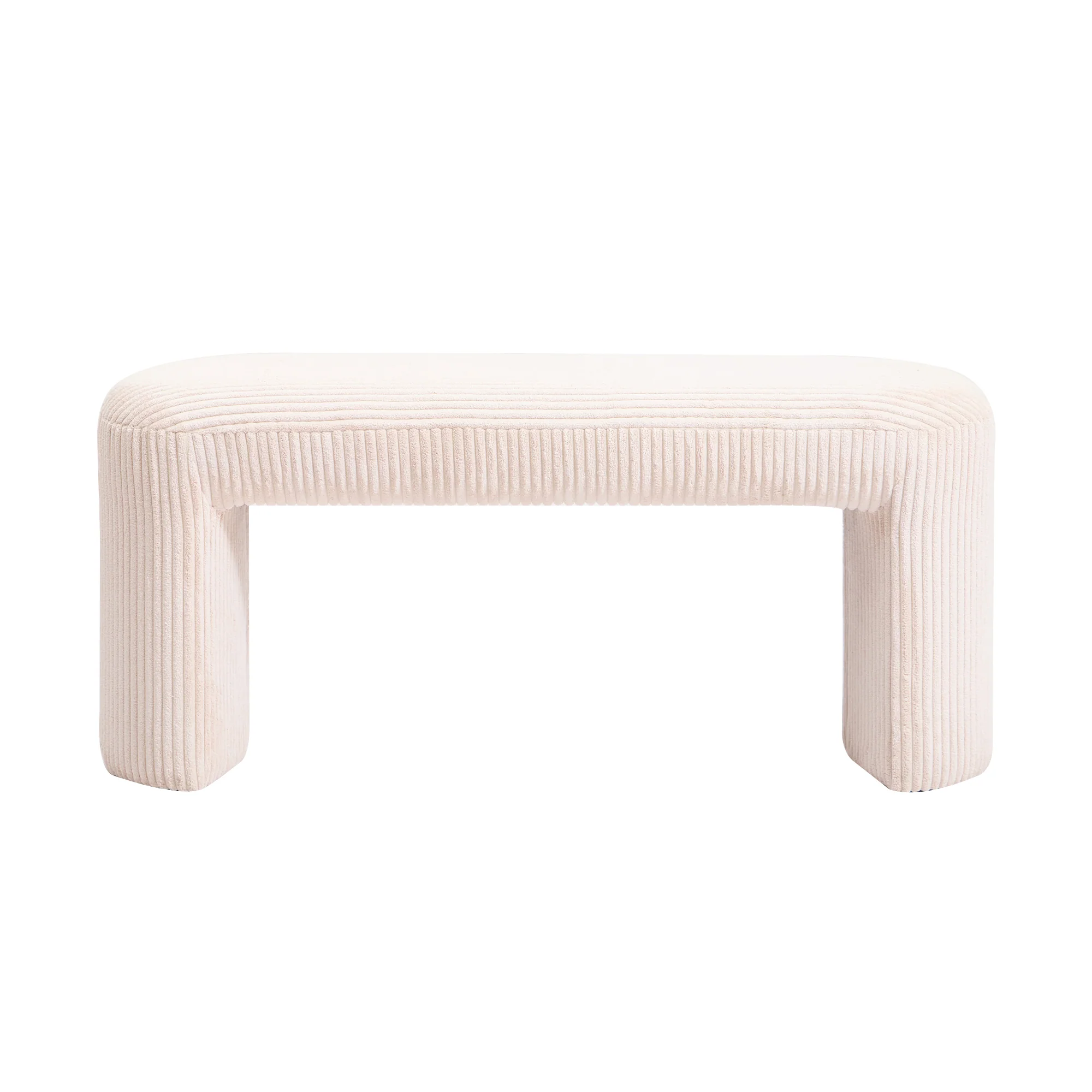 RIGA - Banc style scandinave en velours côtelé beige - Image 6