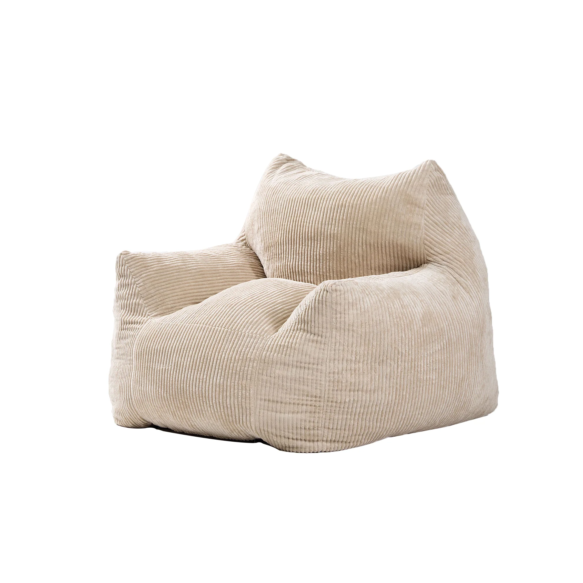 SABY - Pouf et repose pieds en velours côtelé beige - Image 8