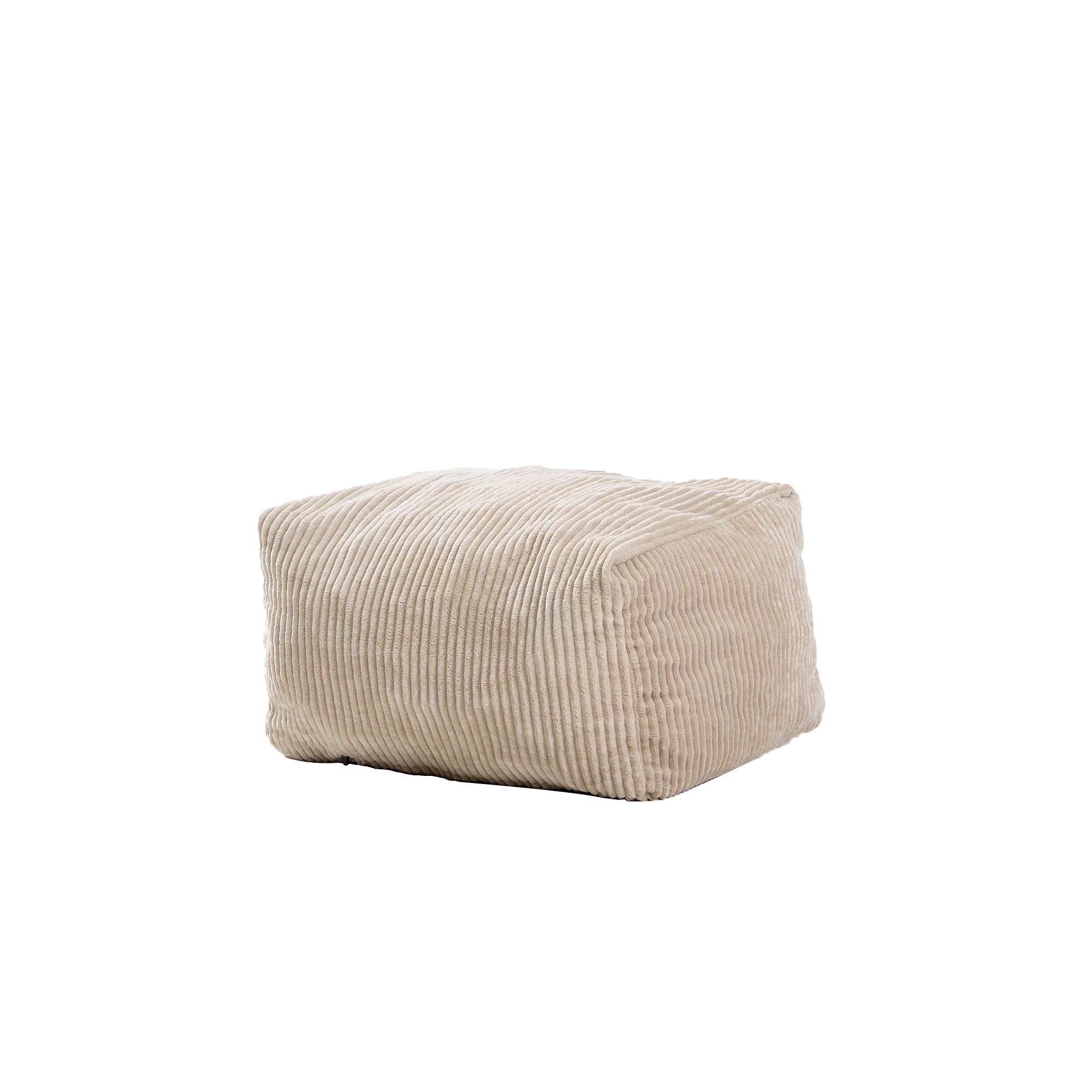 SABY - Pouf et repose pieds en velours côtelé beige - Image 9