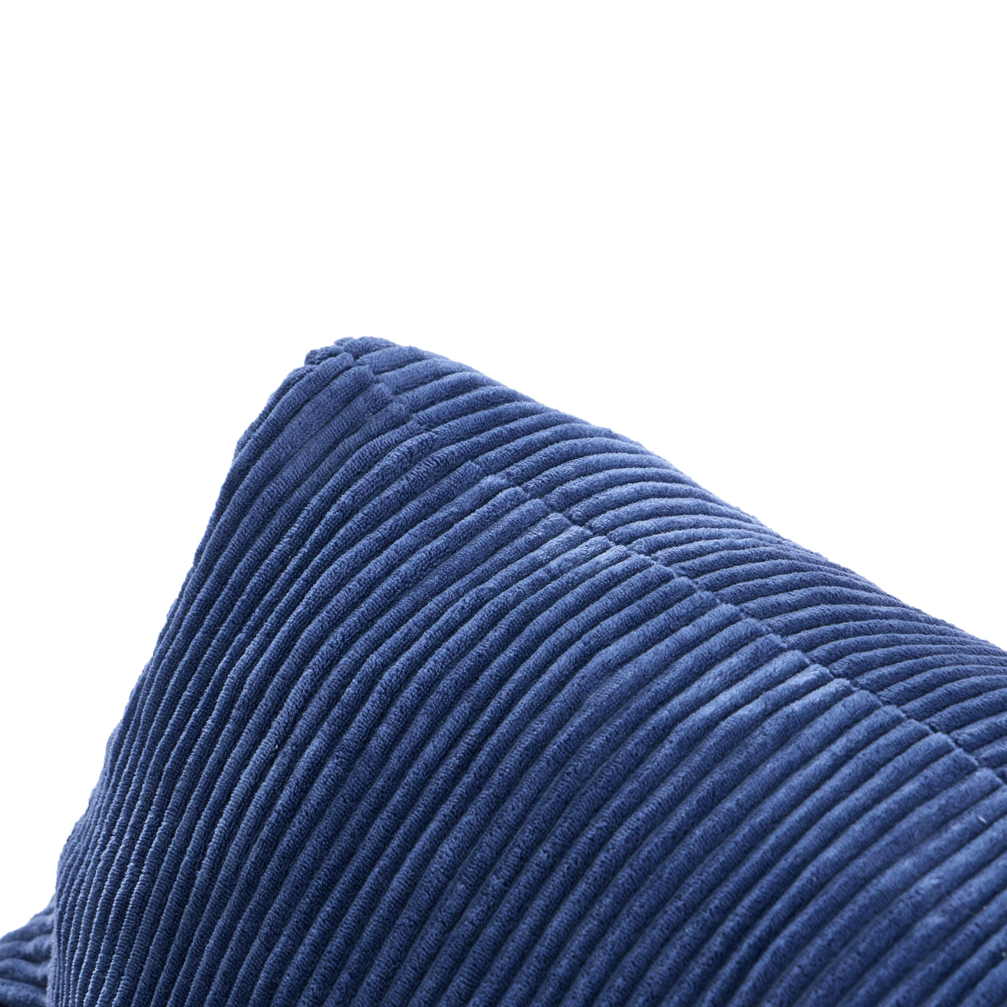 SABY - Pouf et repose pieds en velours côtelé bleu - Image 6