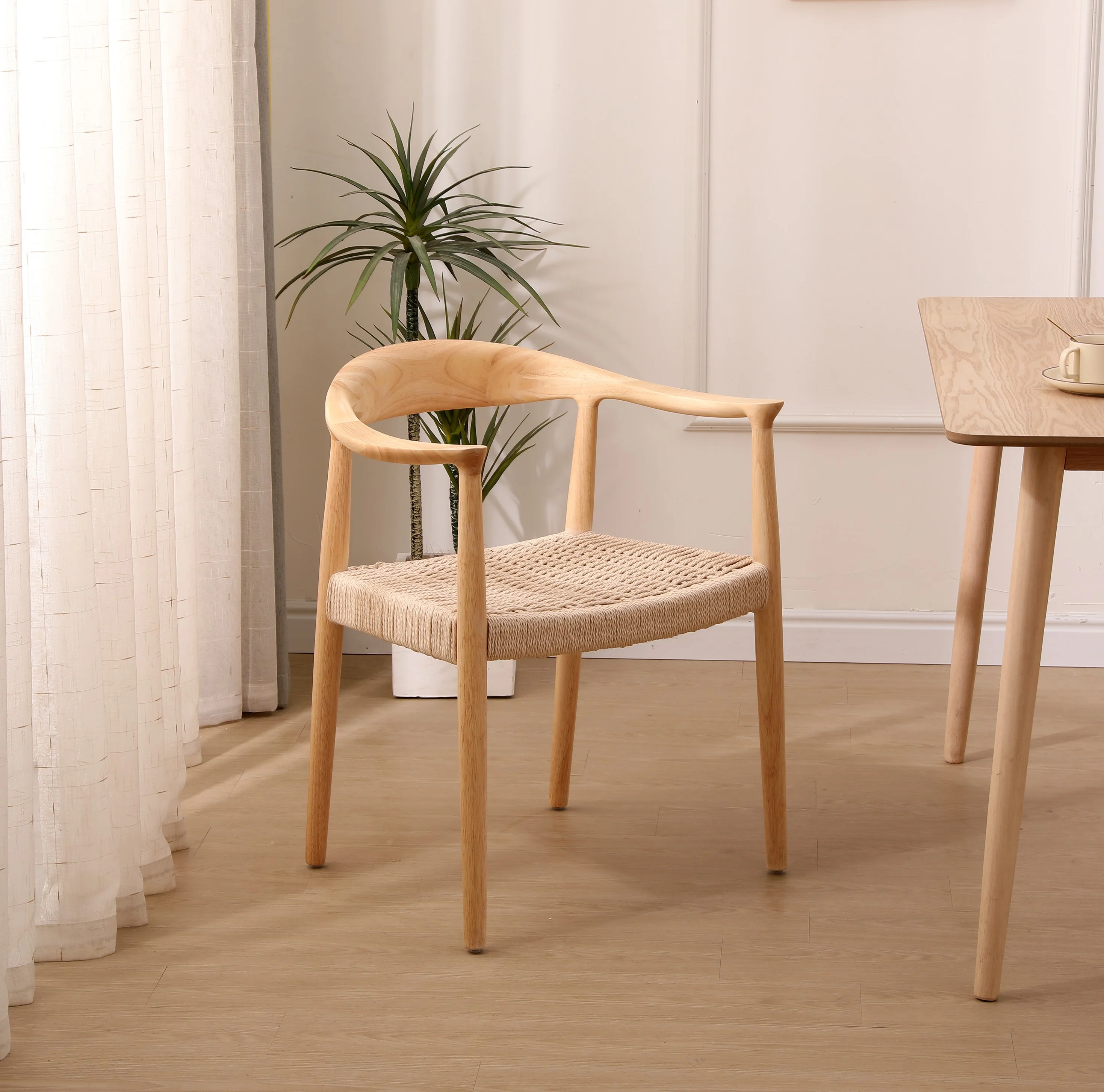 SALTA - Chaise de salle à manger en bois massif et corde naturelle - Image 3