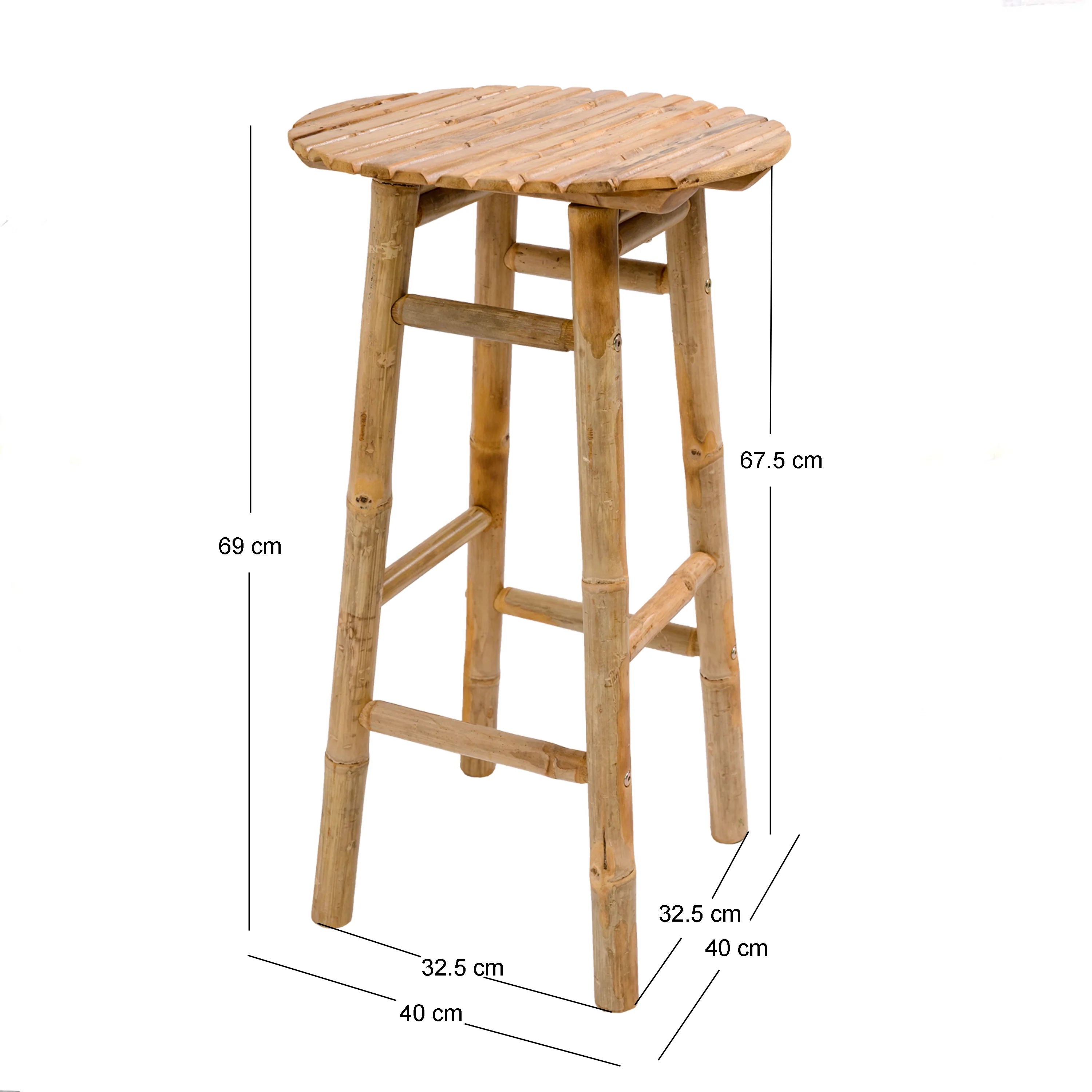 SAMARINA - Lot de 2 tabourets de bar en bois de bambou massif - Image 4