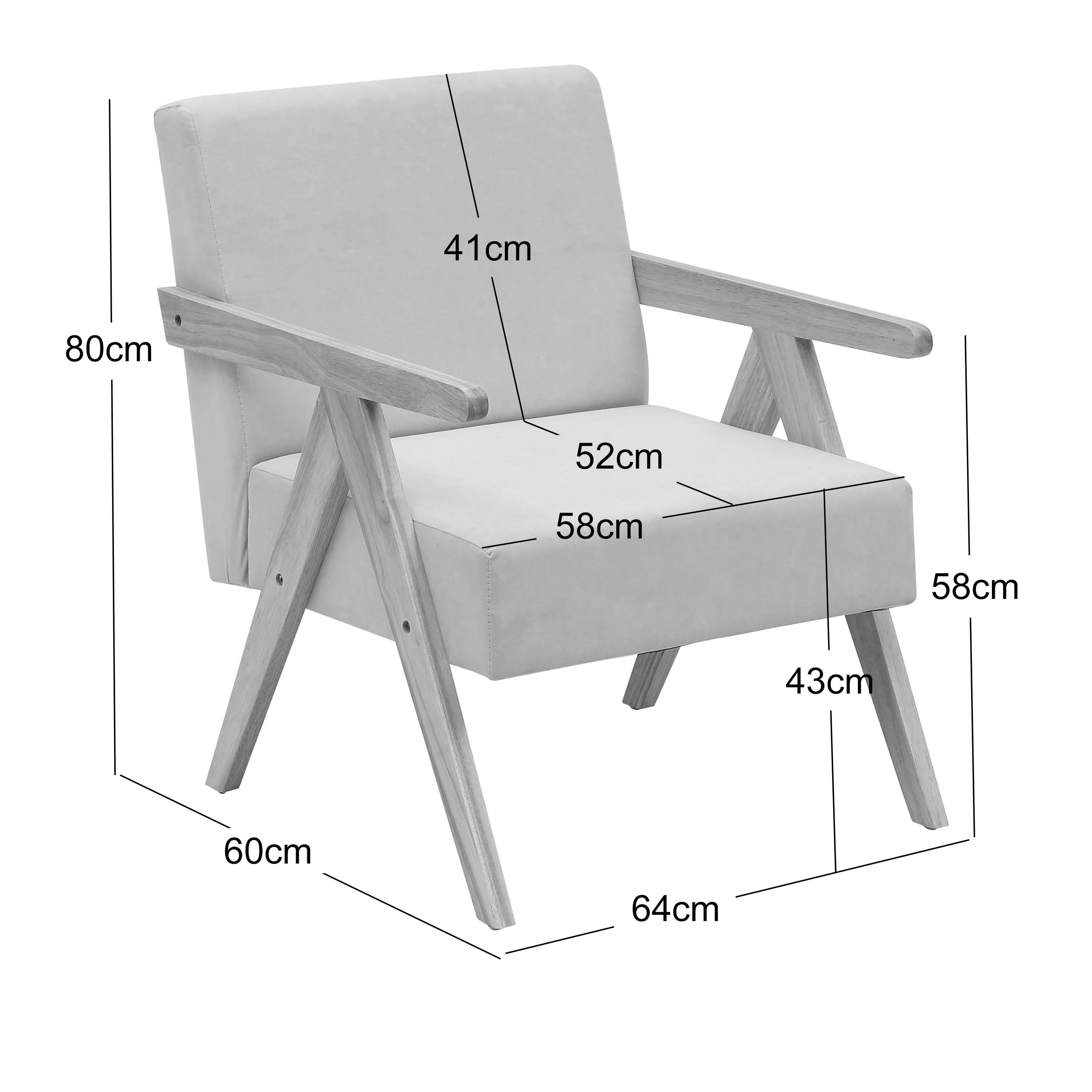 SANTAREM - Fauteuil de salon en bois massif et bouclettes blanches - Image 5