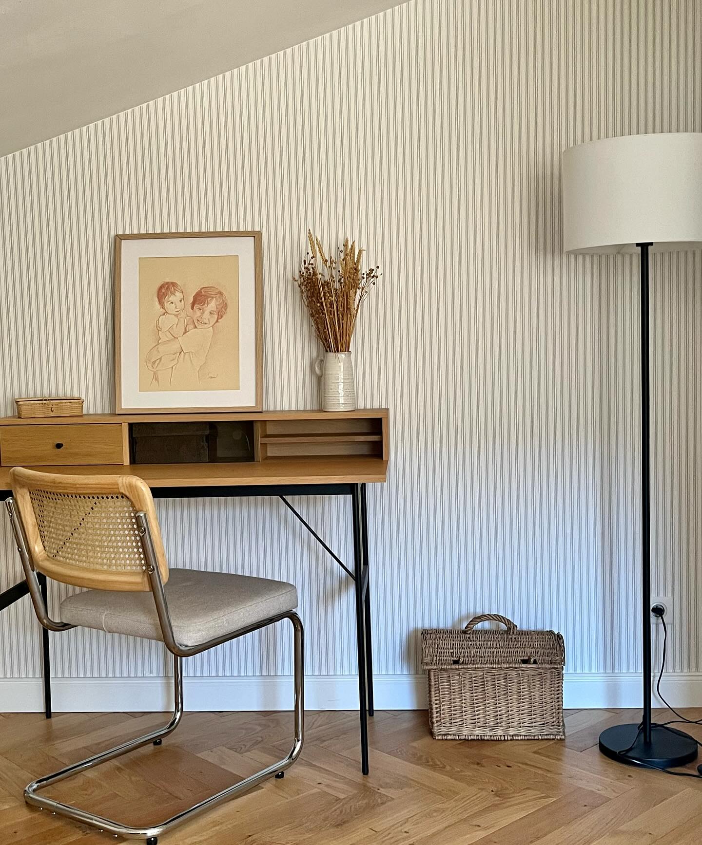 SOFIA - Lot de 2 chaises en métal et cannage avec assise en tissu beige - Image 6