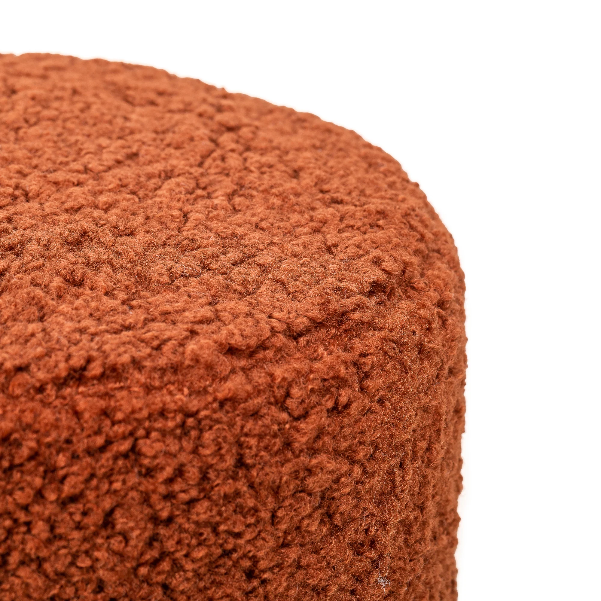 SOKA - Pouf en bouclettes terracotta et base en bois - Image 6