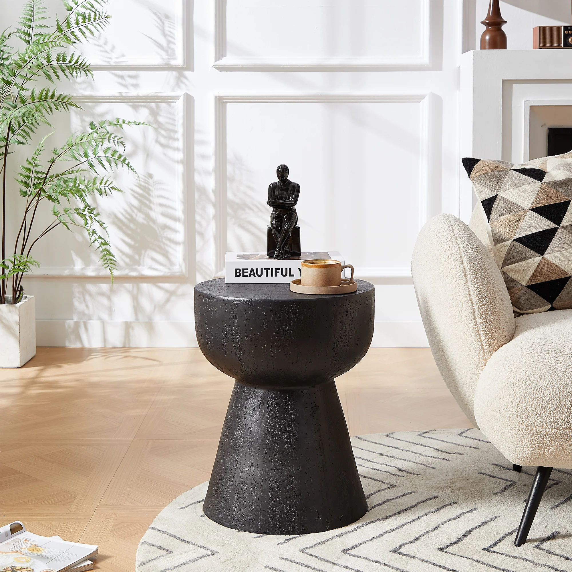 SORSELE - Table d'appoint bout de canapé intérieur extérieur en magnesite noir - Image 6