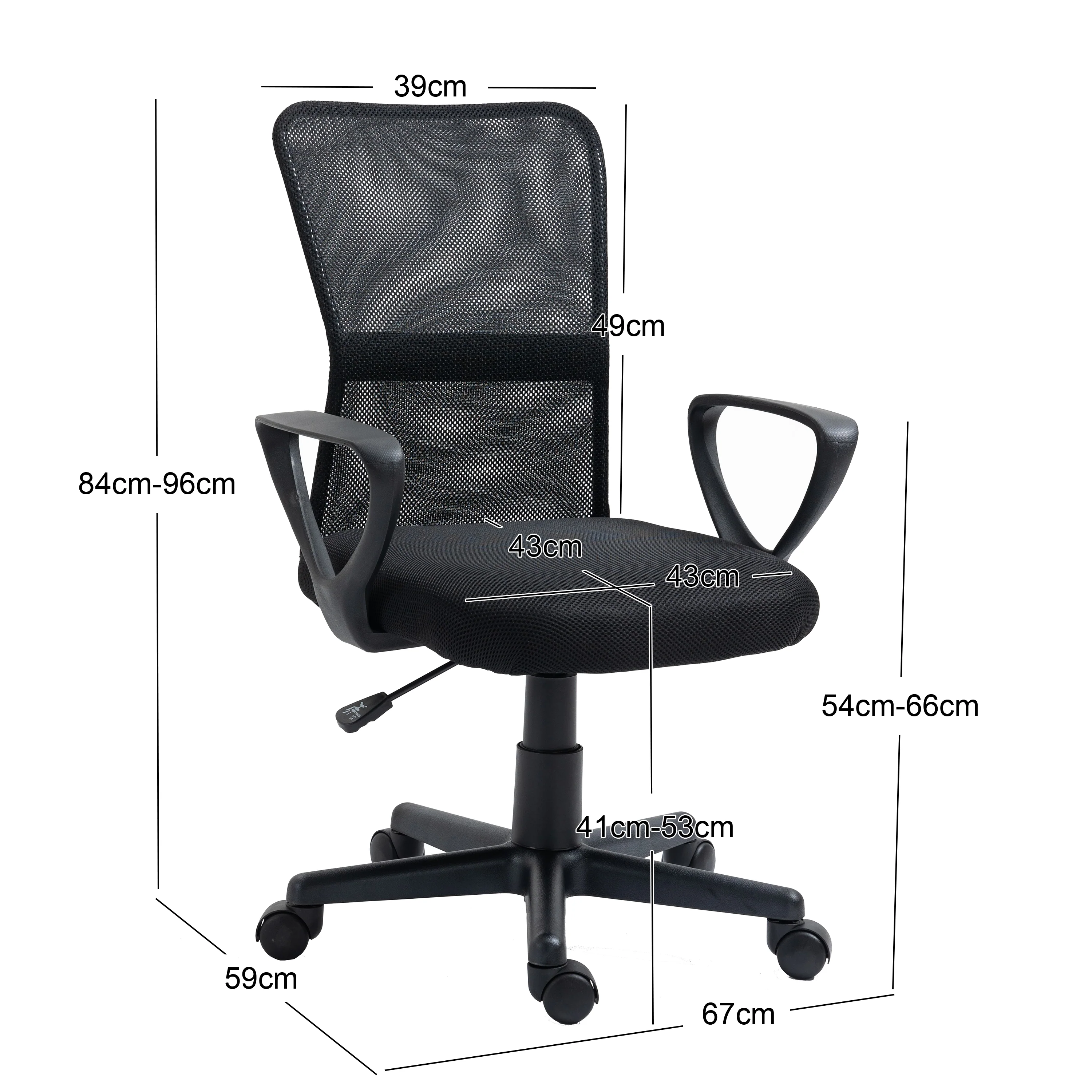 STACY - Chaise de bureau réglable en tissu noir - Image 5