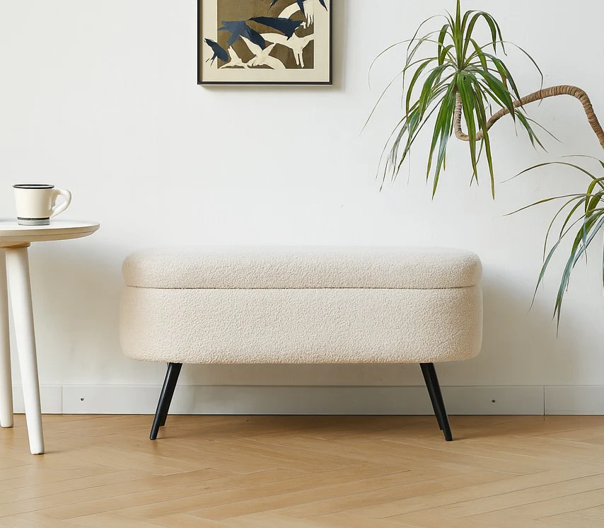 STOCKHOLM - Banc en métal et bouclettes blanches - Image 3