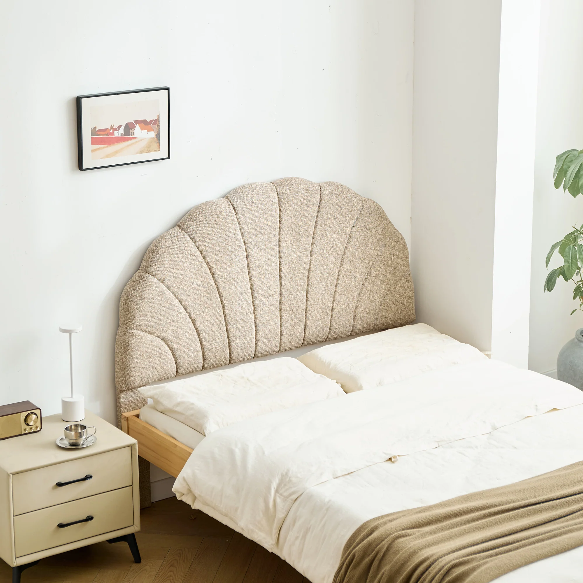 SUND - Tête de lit 140 en tissu beige - Image 3