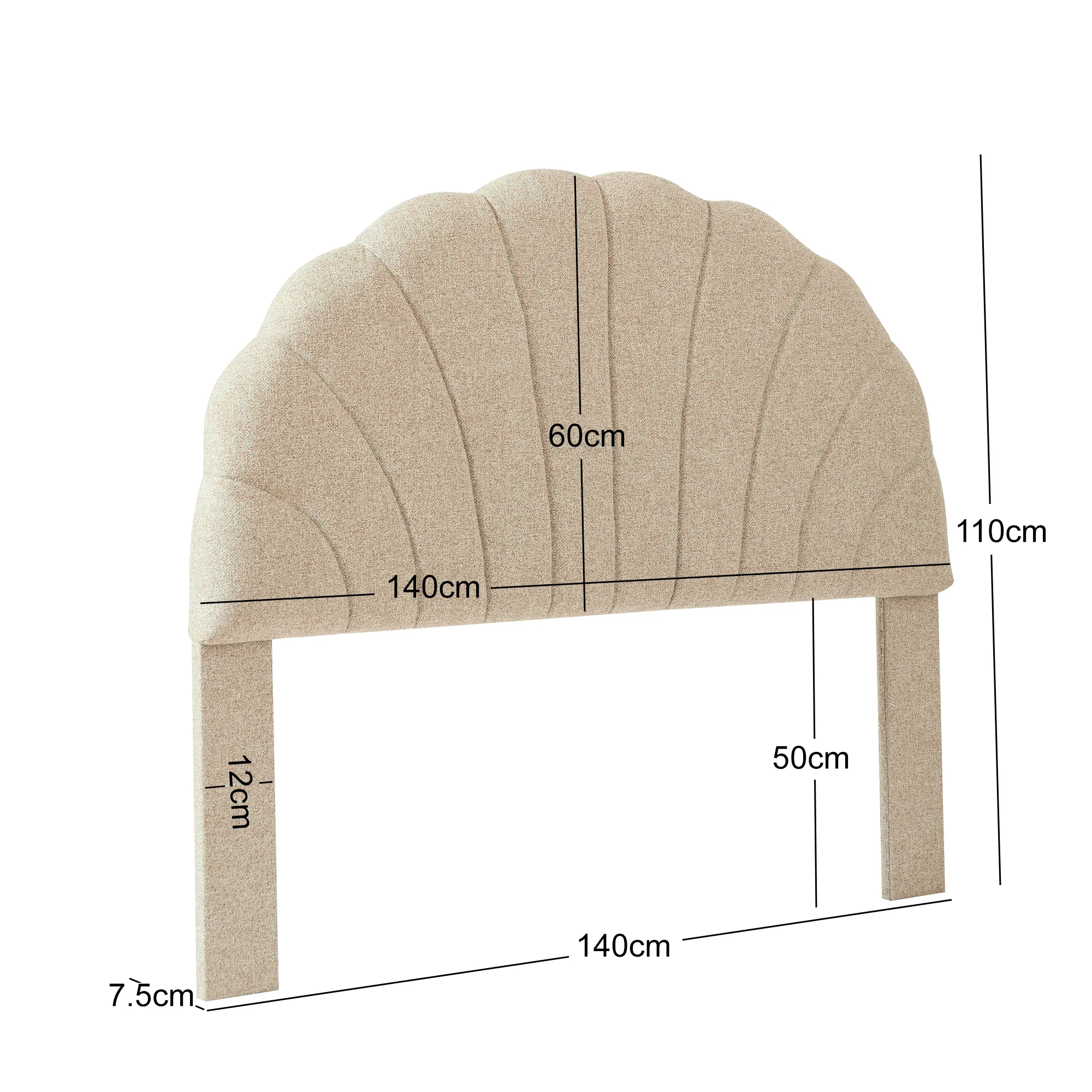 SUND - Tête de lit 140 en tissu beige - Image 4