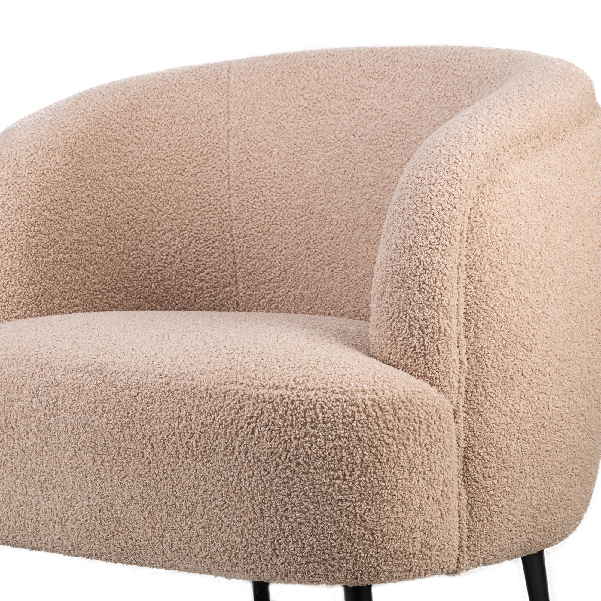 SVEN - Fauteuil de salon en métal et bouclettes beiges - Image 5