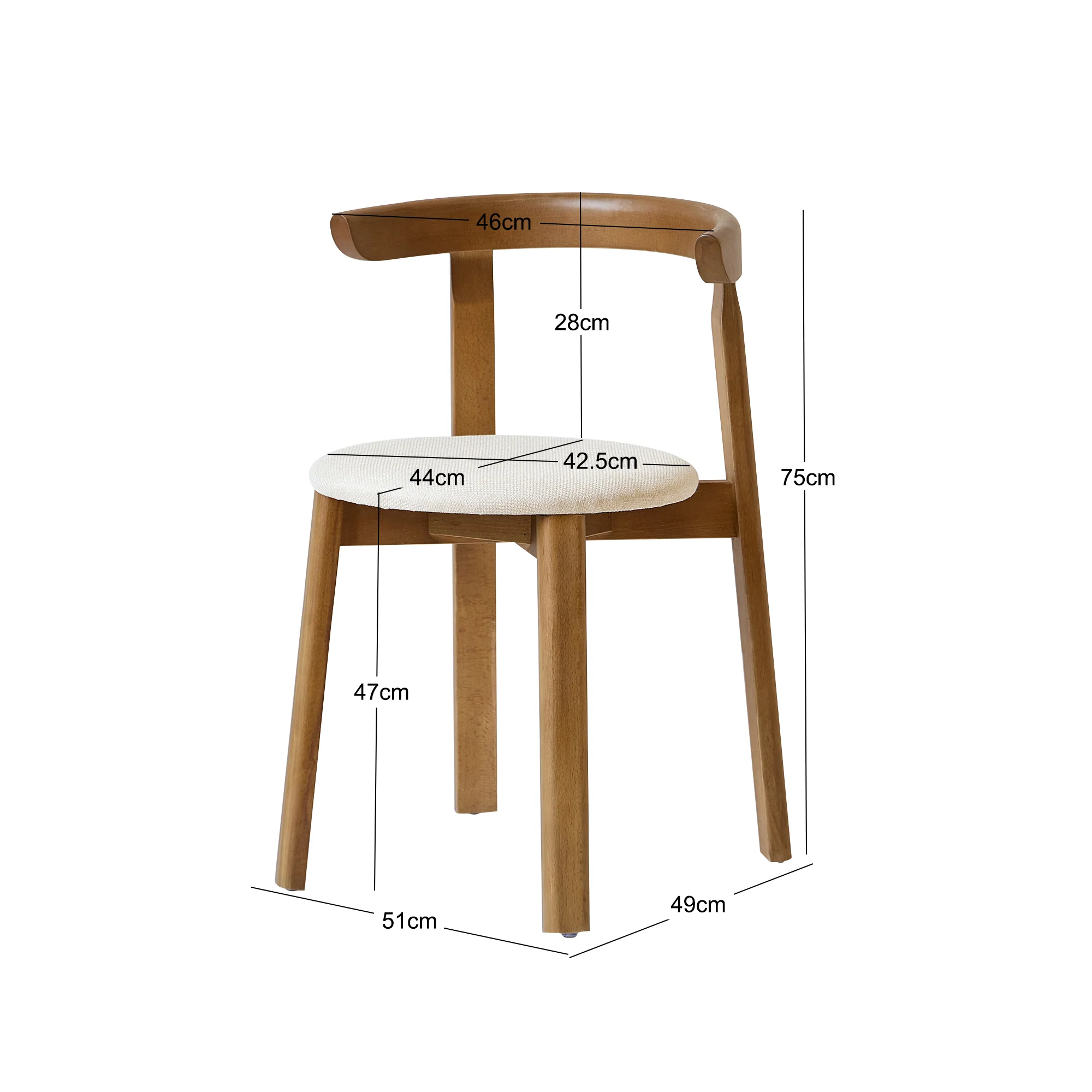 SYOTE - Lot de 2 chaises de salle à manger en bois foncé et tissu beige - Image 4