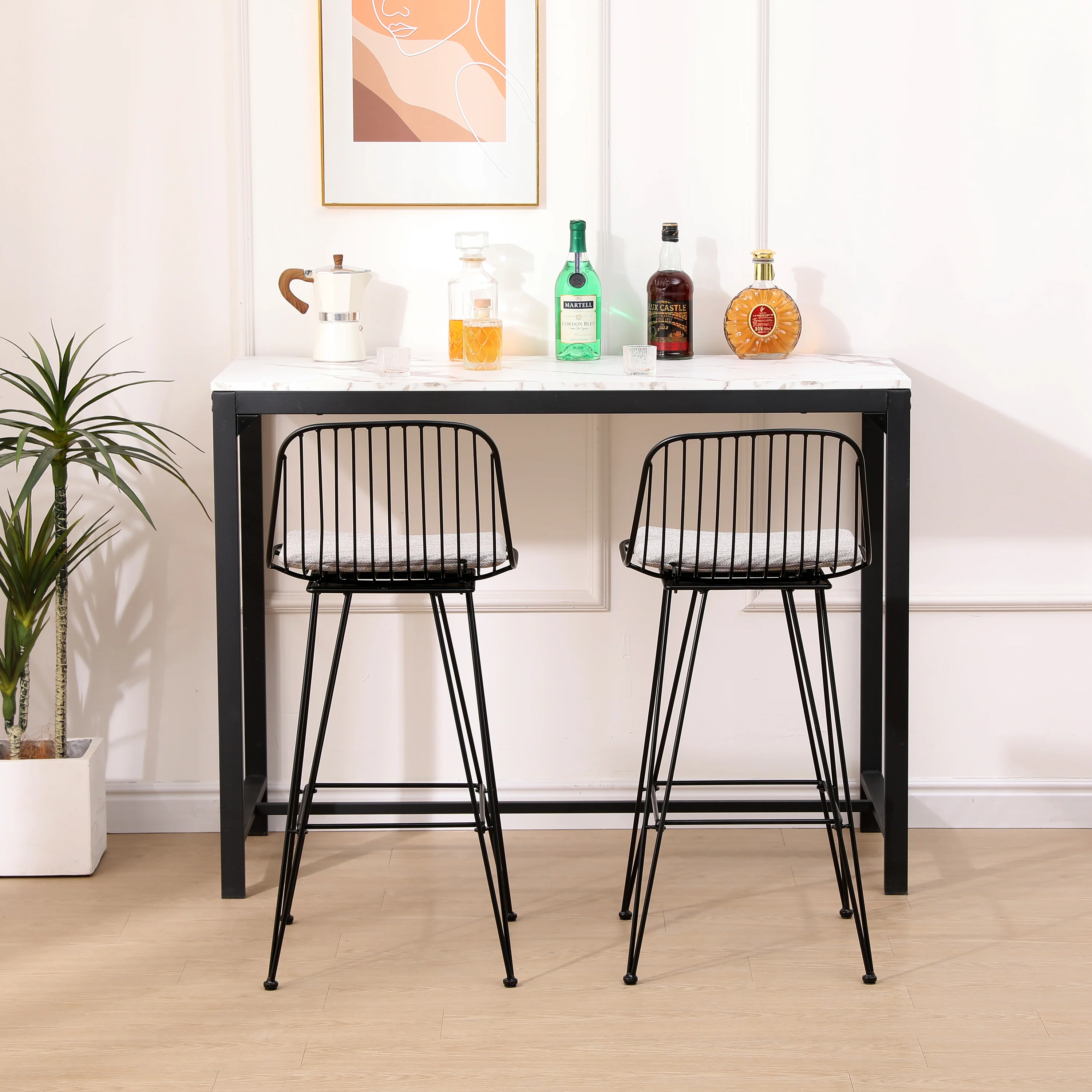 CHESTER - Lot de 2 tabourets de bar en métal style industriel noir - Image 7