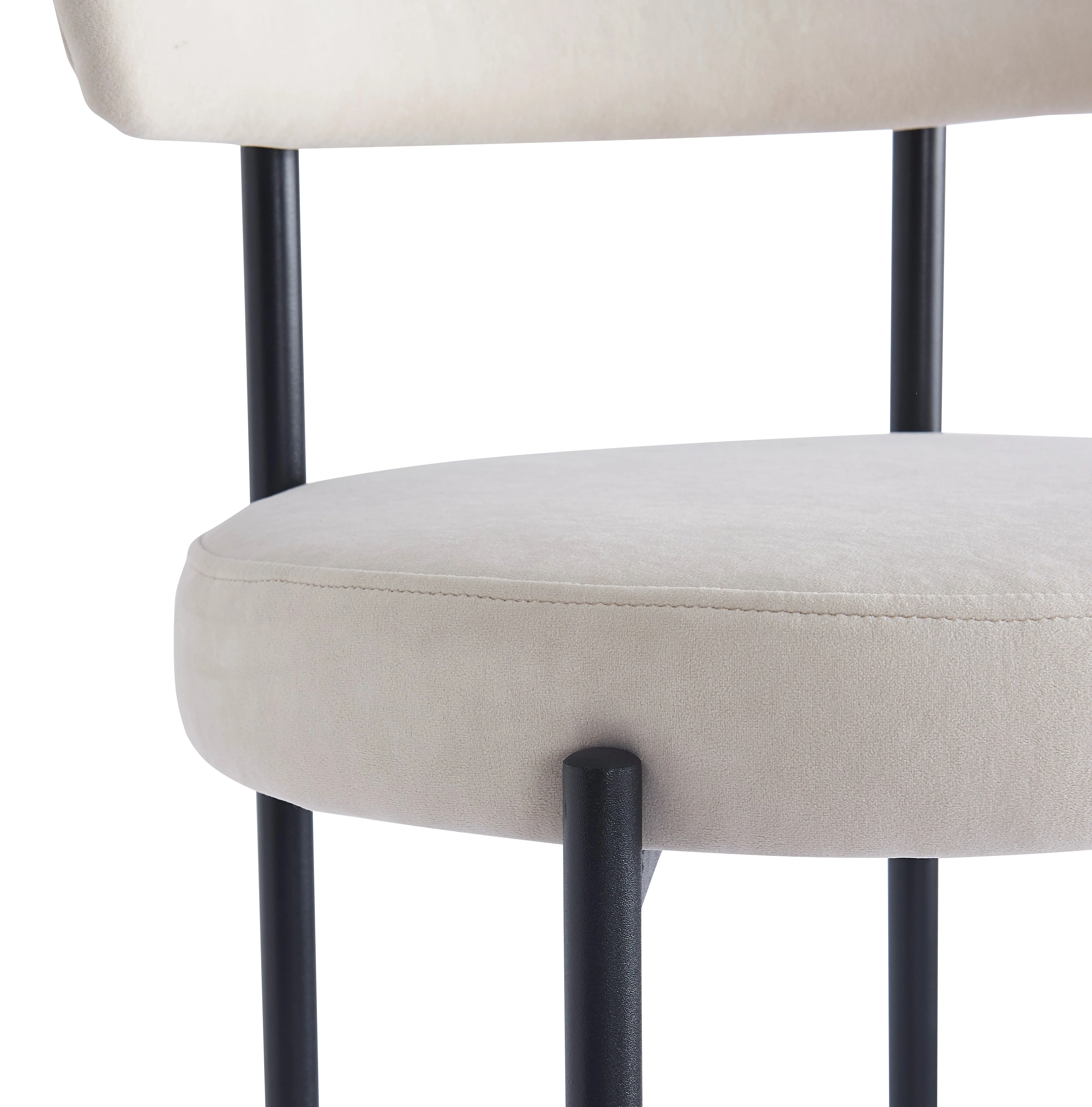 LARS - Lot de 2 tabourets de bar en métal et velours beige - Image 3