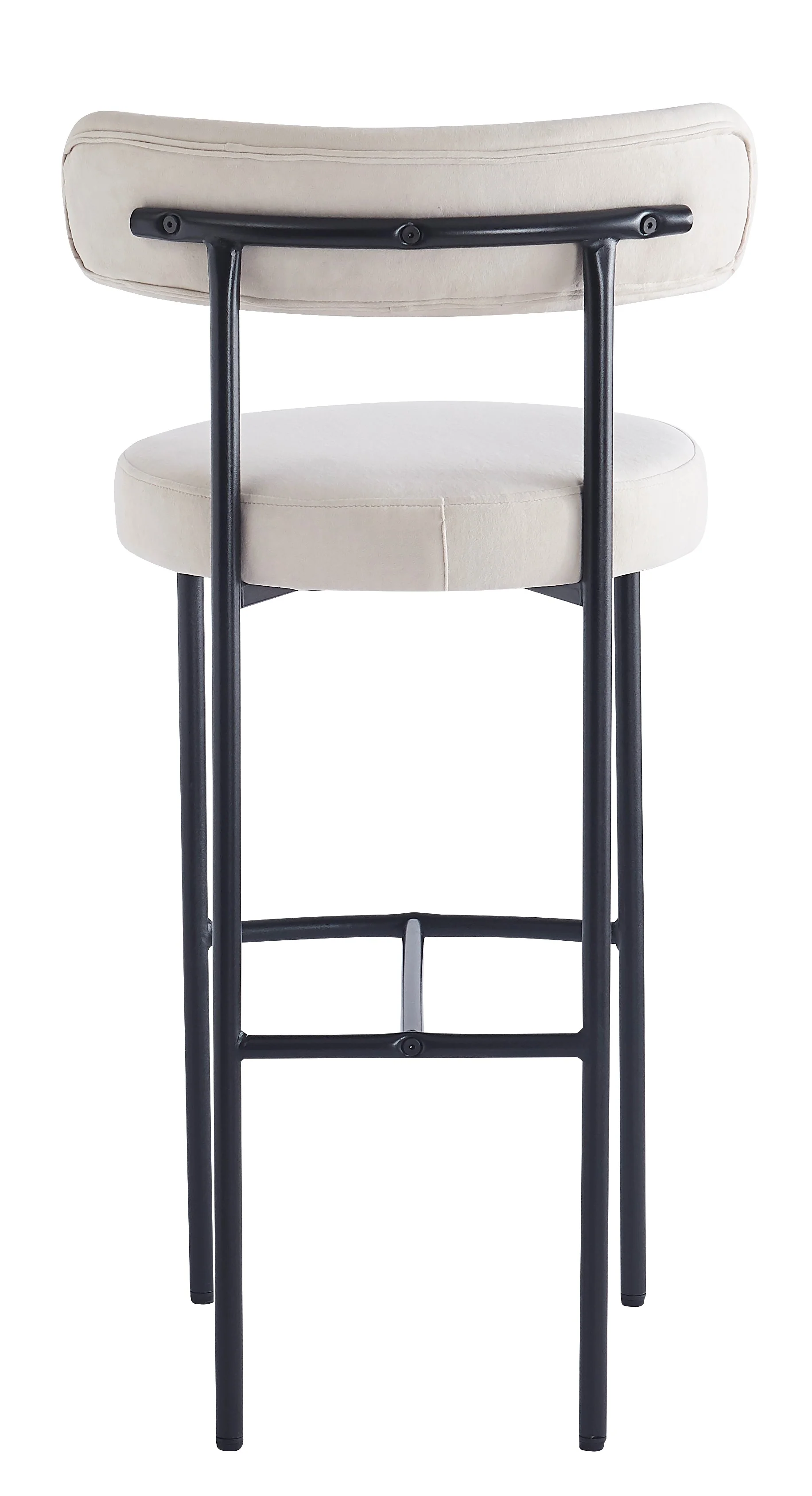 LARS - Lot de 2 tabourets de bar en métal et velours beige - Image 6