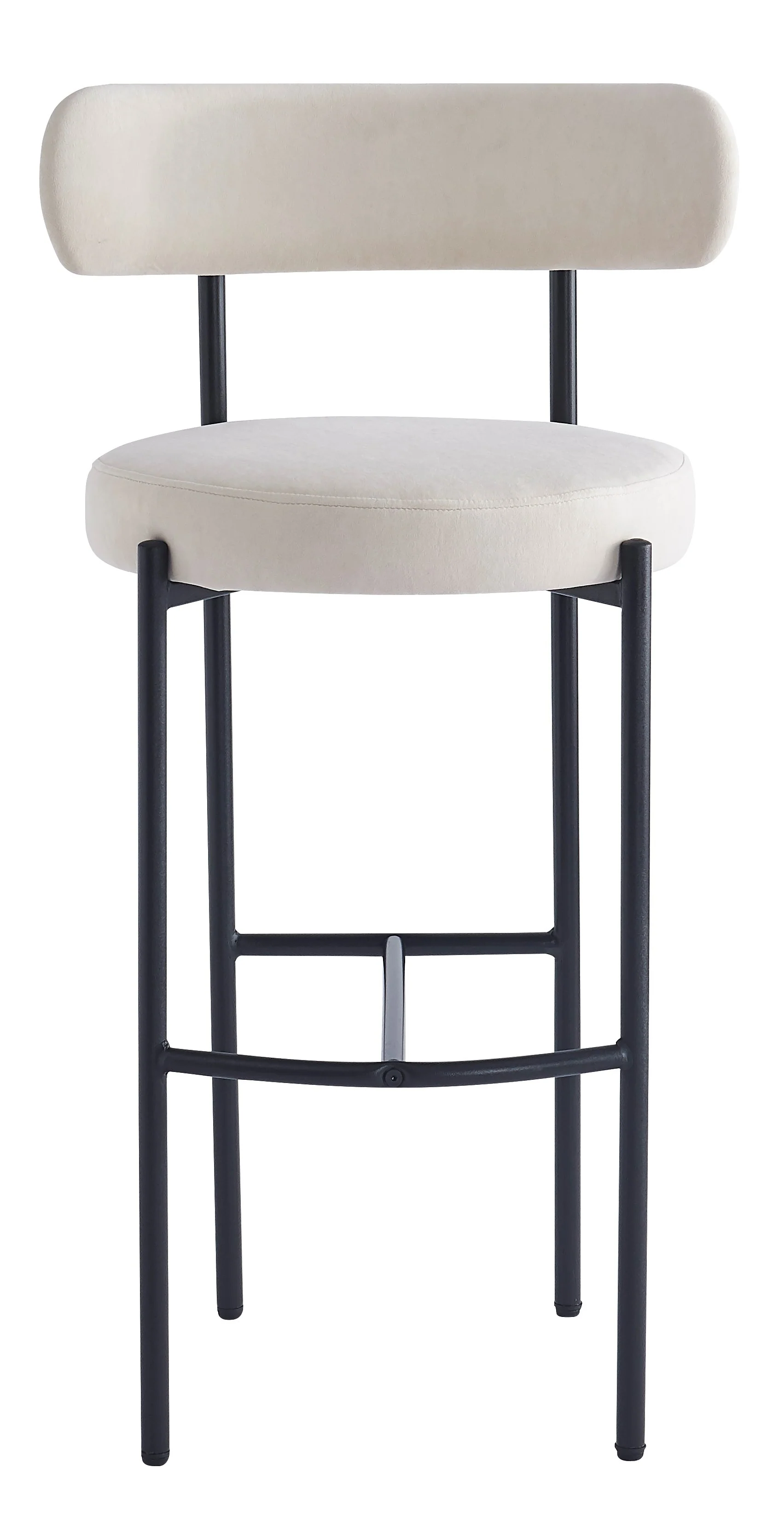 LARS - Lot de 2 tabourets de bar en métal et velours beige - Image 7