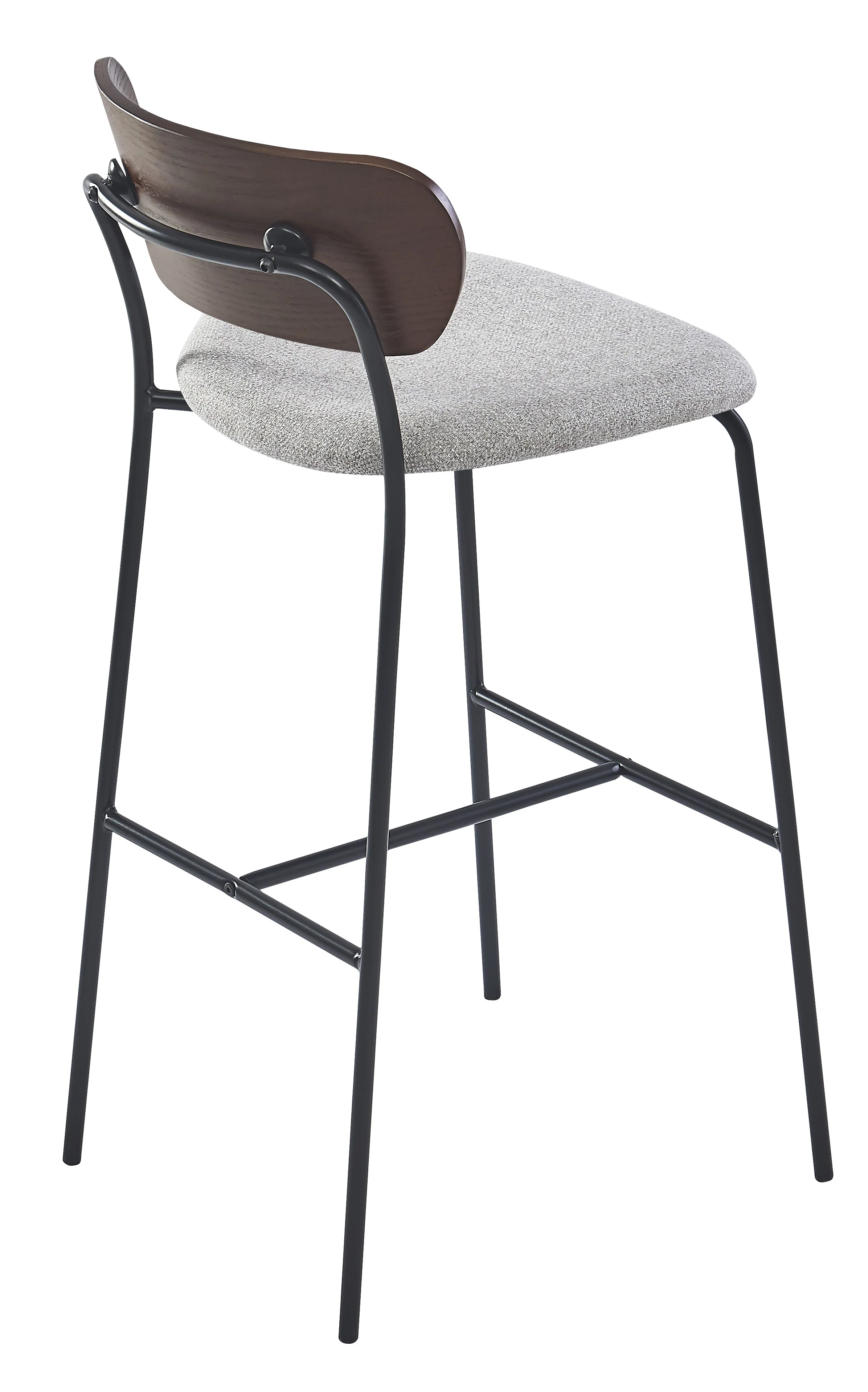 LINCOLN - Lot de 2 tabourets de bar en métal et frêne tissu gris - Image 4