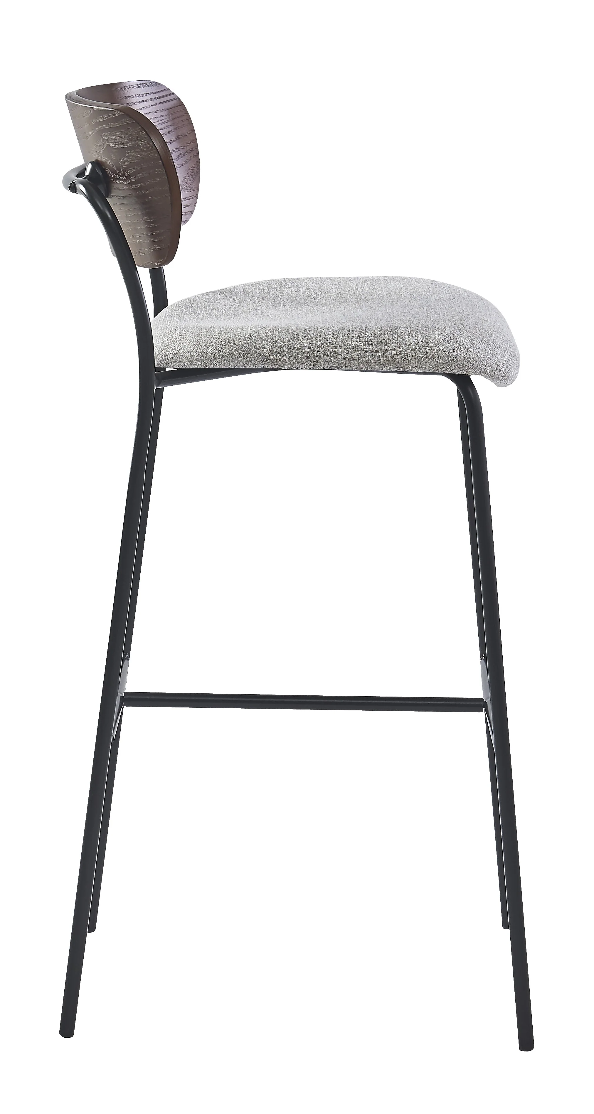 LINCOLN - Lot de 2 tabourets de bar en métal et frêne tissu gris - Image 6