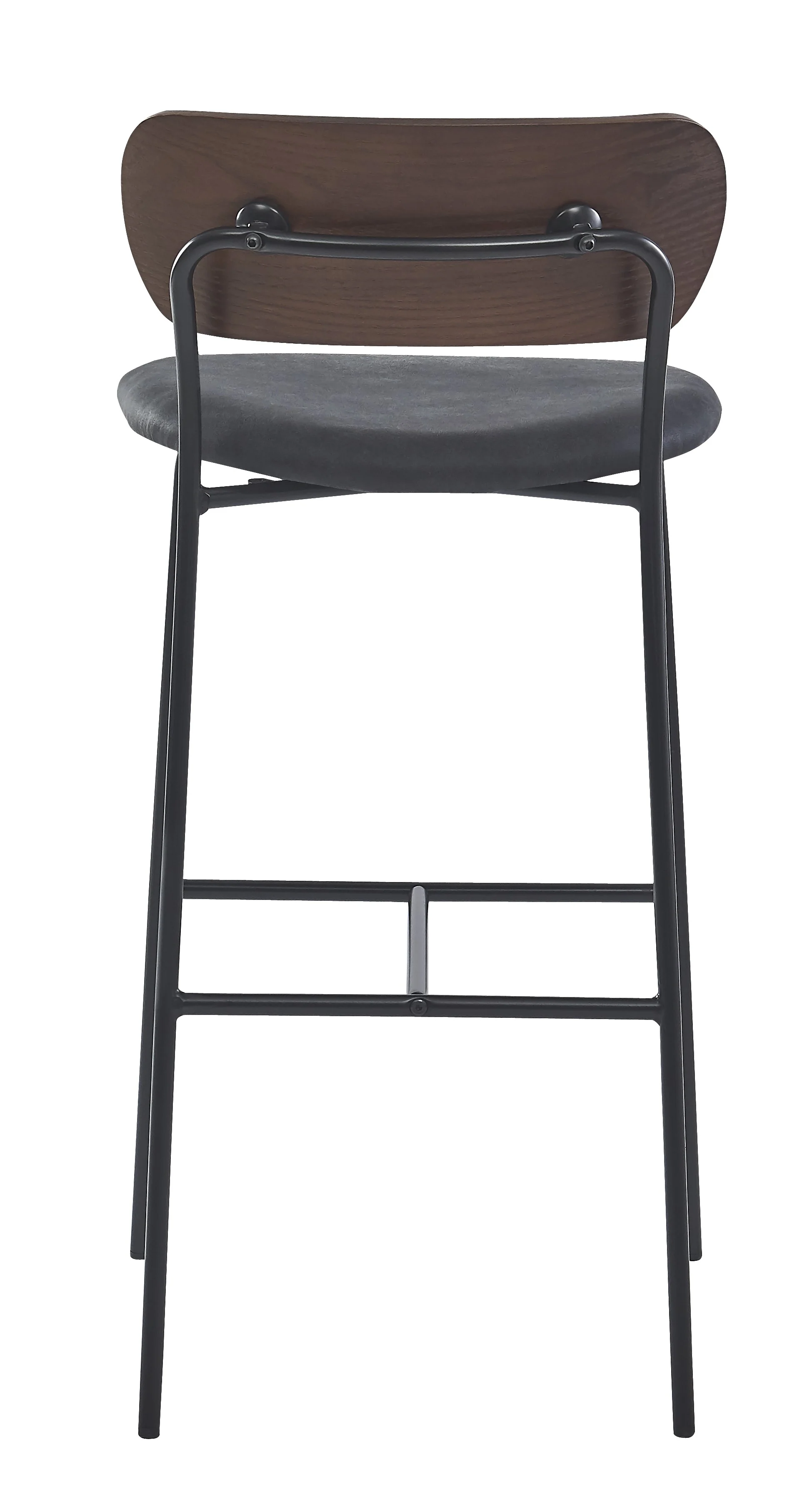 LINCOLN - Lot de 2 tabourets de bar en métal et frêne suèdine noir - Image 7