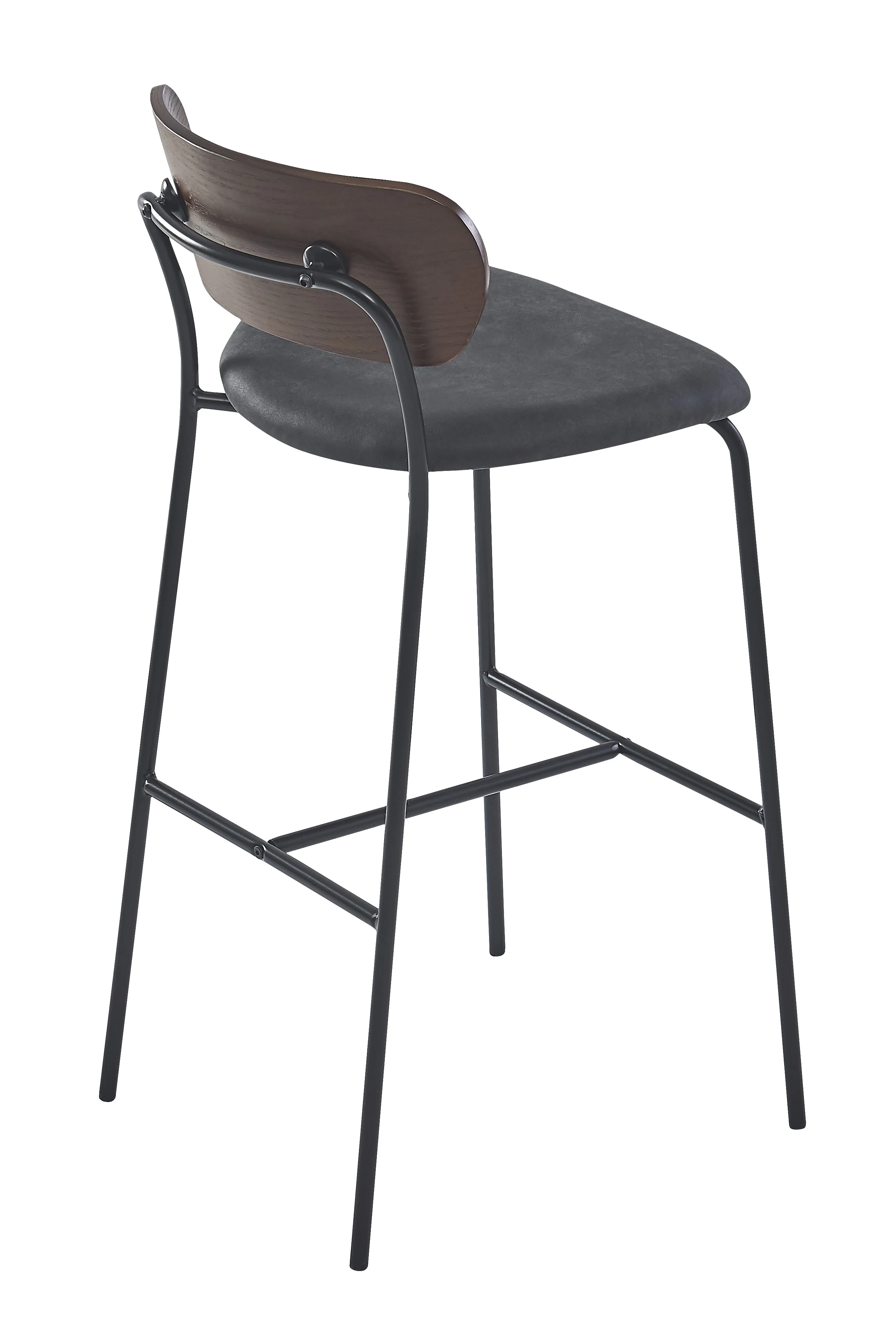 LINCOLN - Lot de 2 tabourets de bar en métal et frêne suèdine noir - Image 8