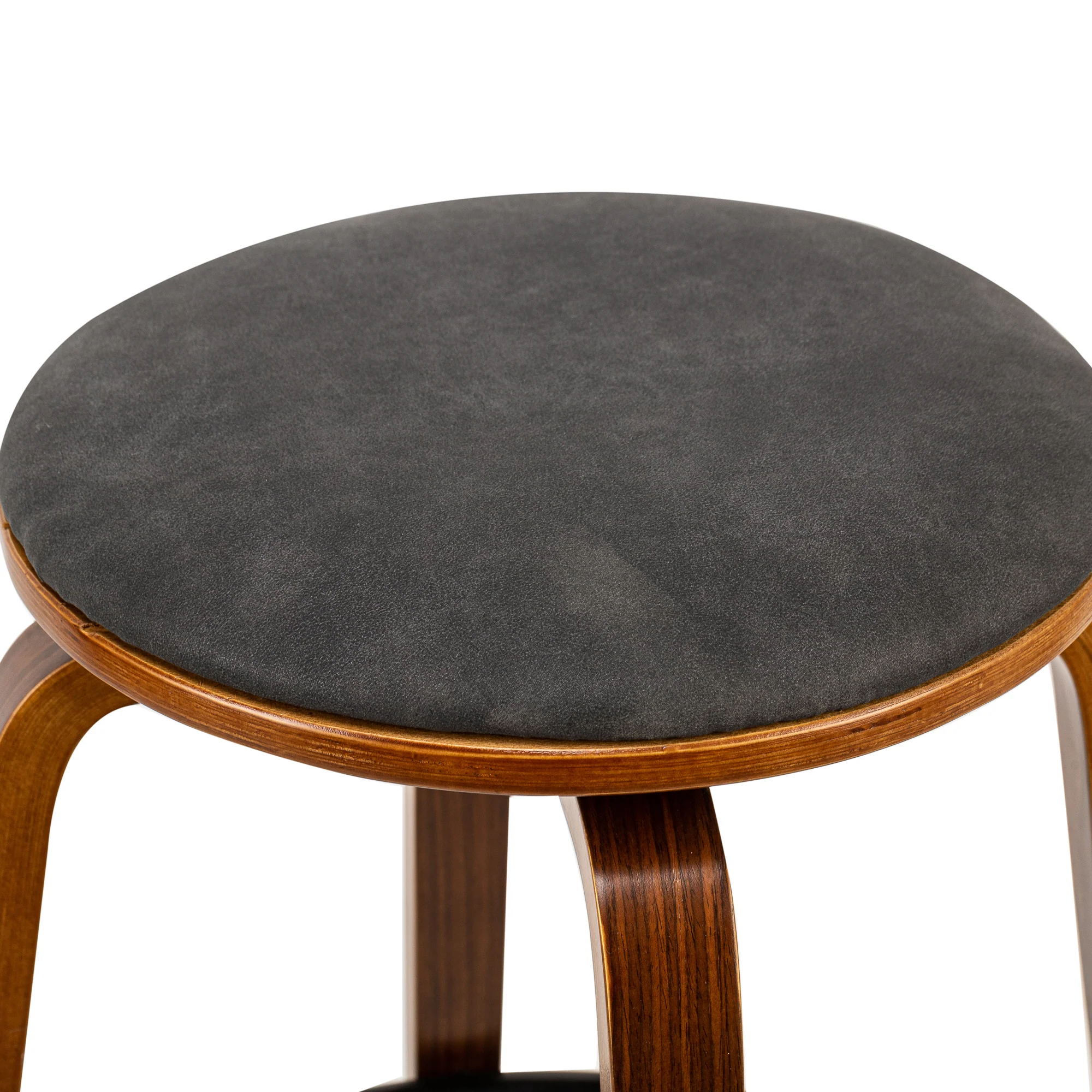 MORENO - Lot de 2 tabourets de bar en bois et suèdine noir - Image 6