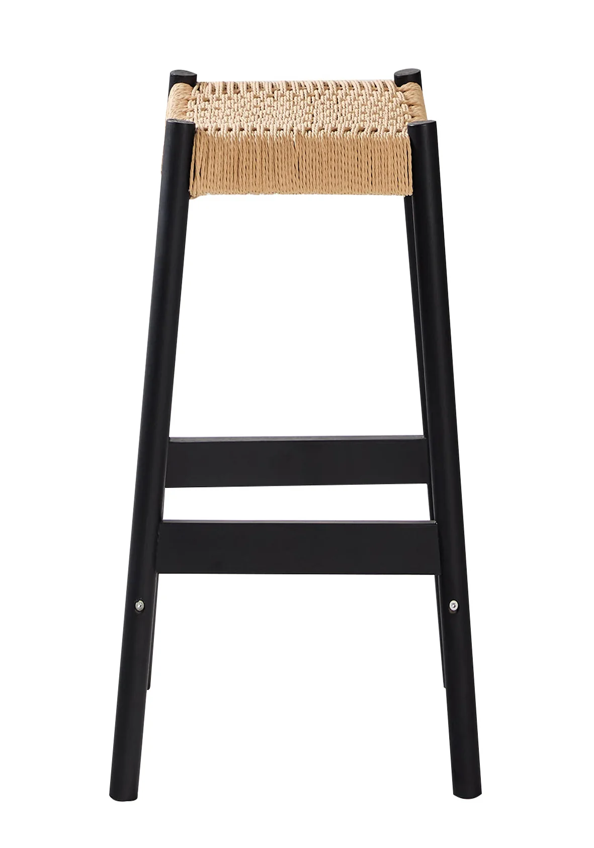 SALTA - Lot de 2 tabourets de bar en bois massif noir et corde - Image 7
