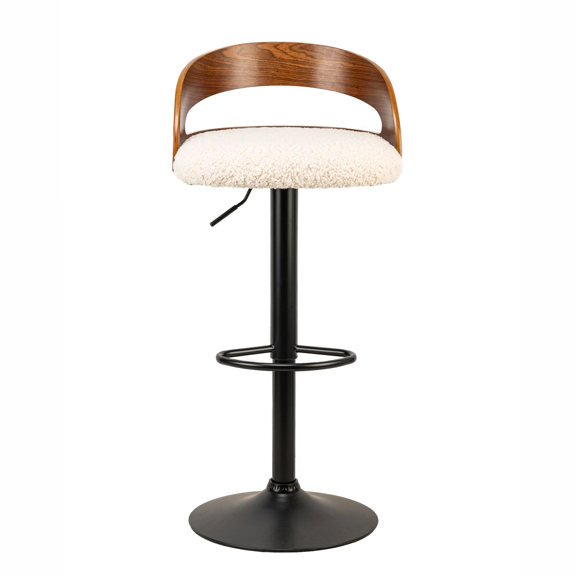VICTORIA - Lot de 2 tabourets de bar en bois et bouclettes blanches - Image 5