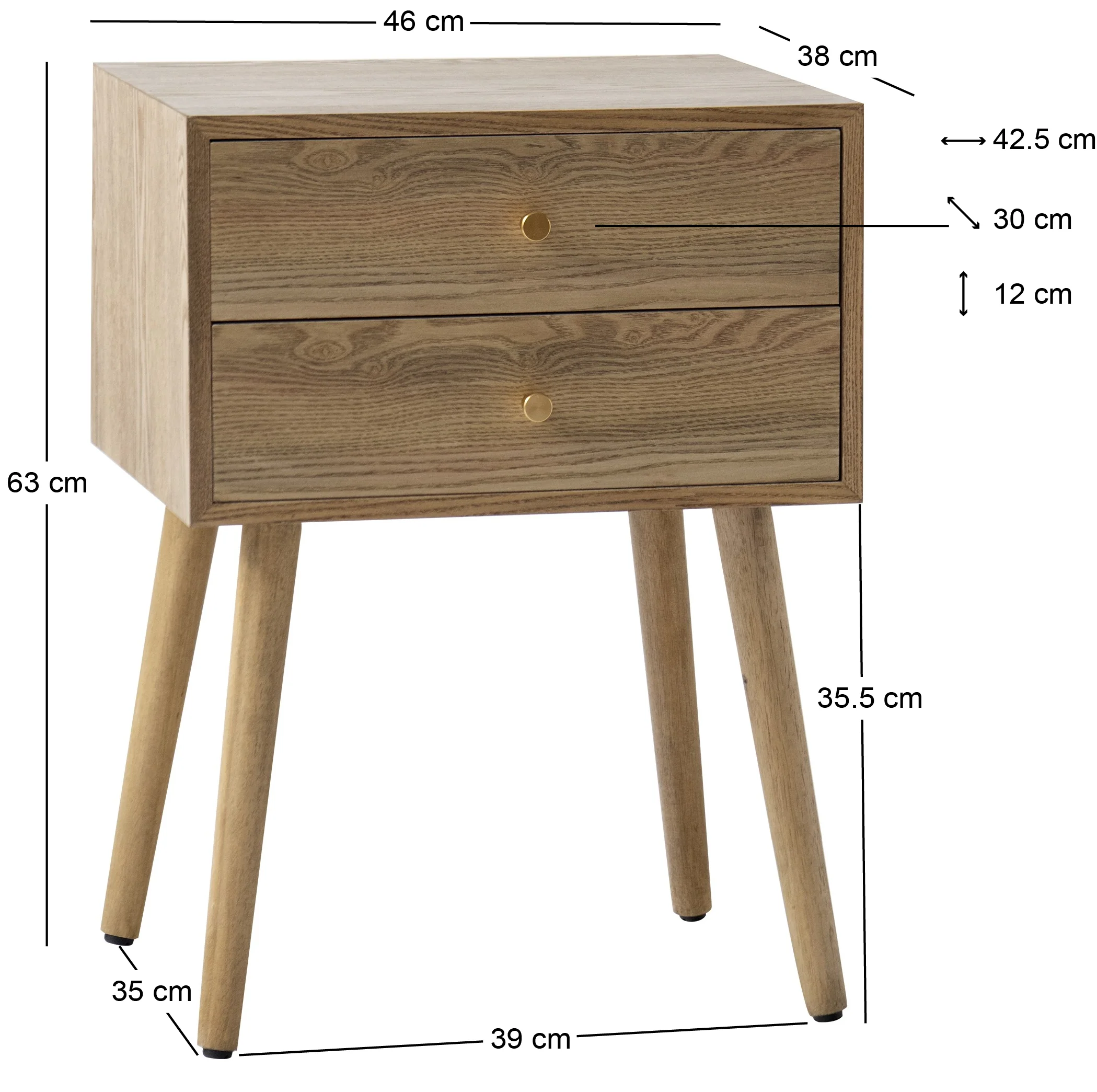 TONDER - Table de chevet 2 tiroirs en bois - Image 3