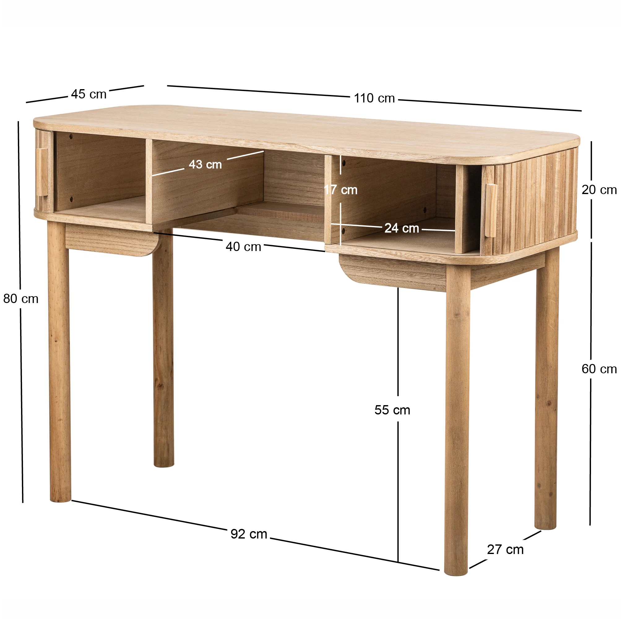 TOYAMA - Bureau 2 portes en bois de frêne - Image 5