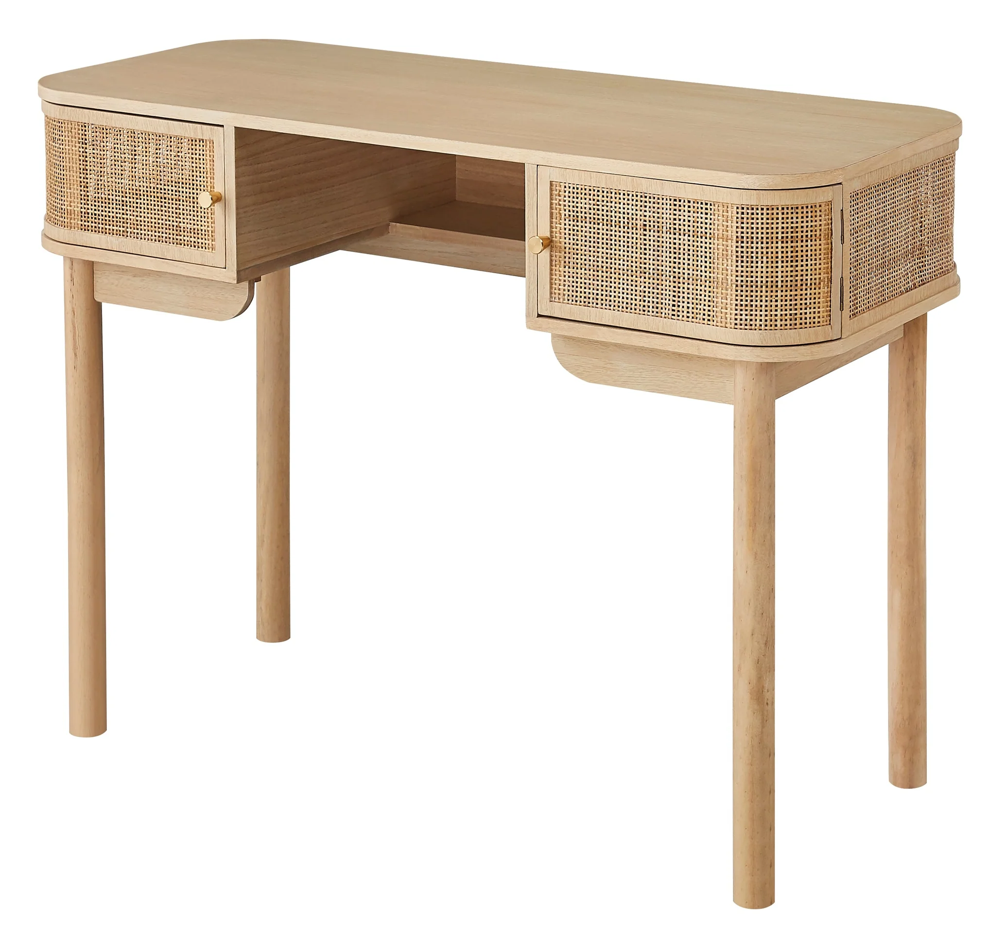 TOYAMA - Bureau 2 portes en bois et cannage/rotin - Image 10