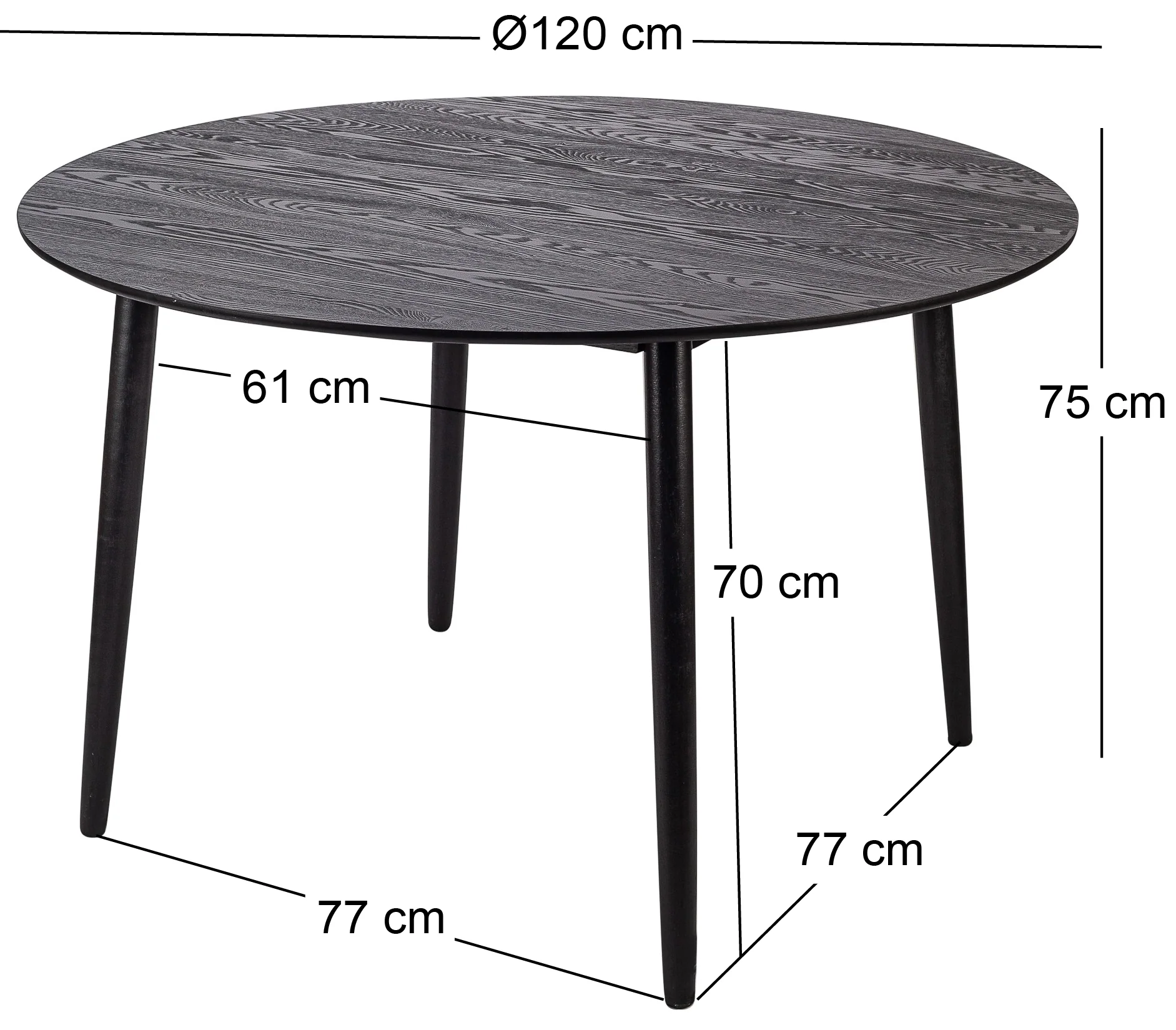 TRADITION - Table a manger ronde 6 personnes en pin massif D120 coloris naturel - Image 9