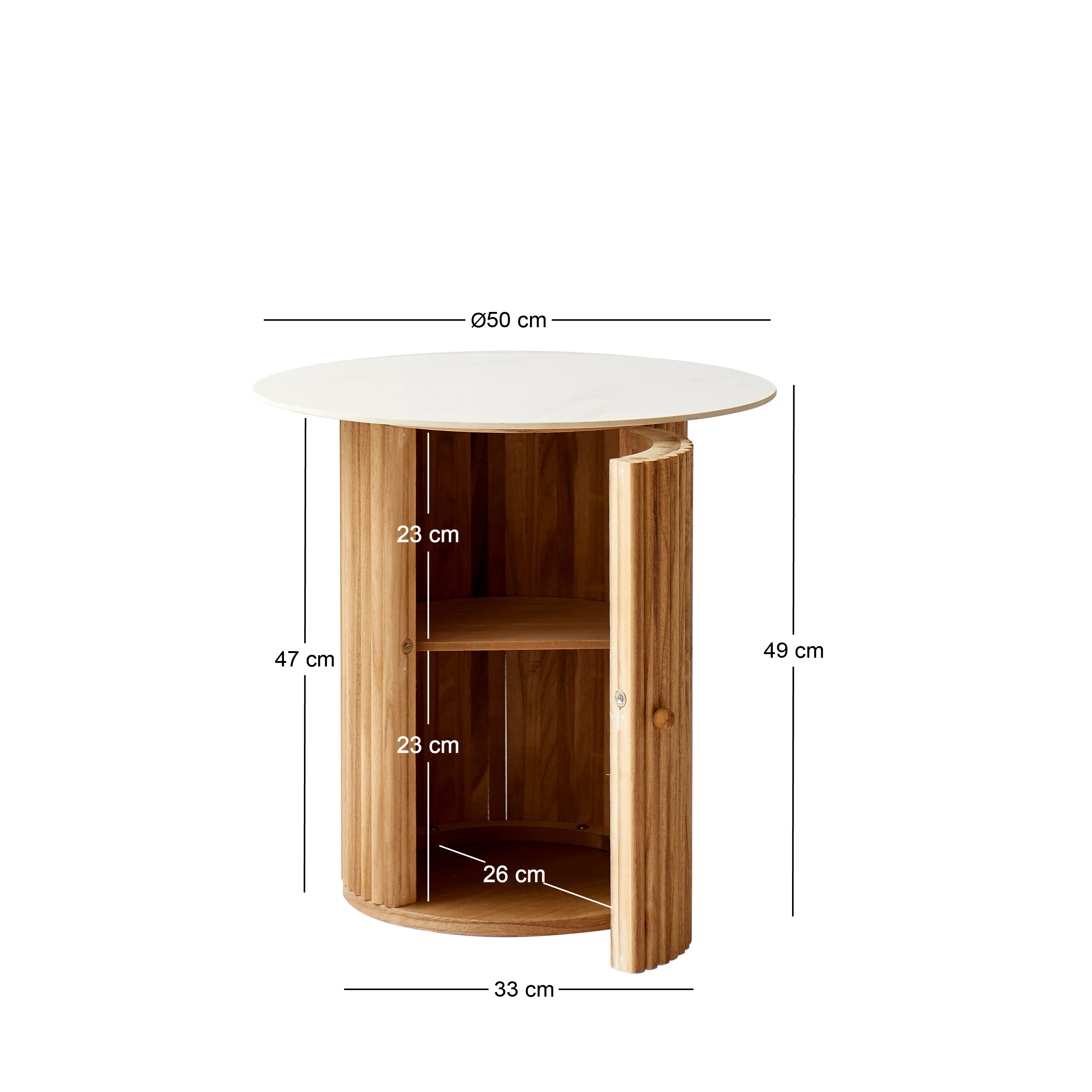 TRINIDAD - Table d'appoint en bois massif et effet marbre - Image 4