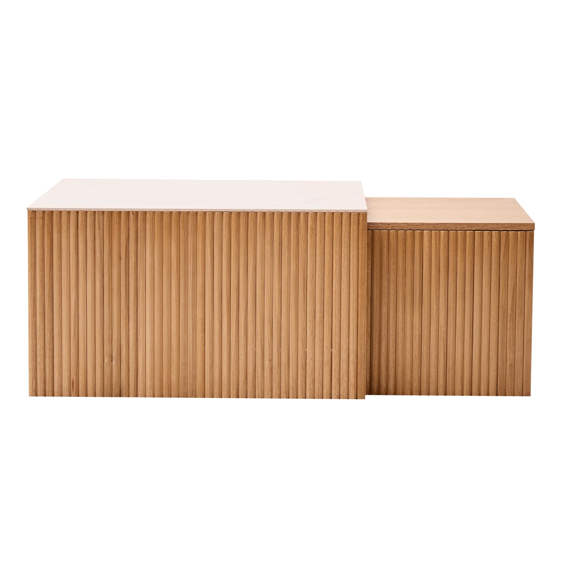 TROMSO - Set de 2 tables basses gigognes en bois et effet marbre - Image 7