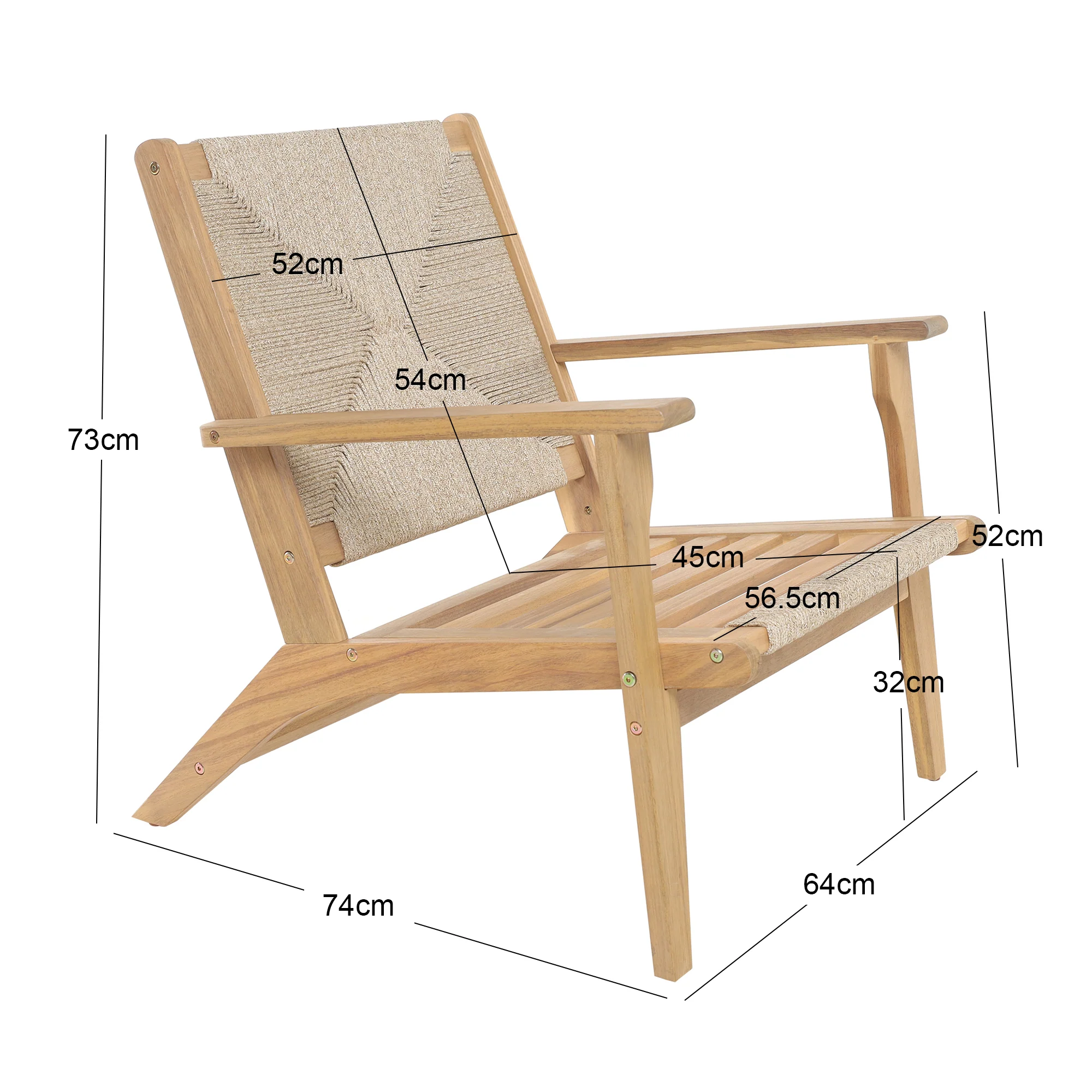 VALDIVIA - Fauteuil intérieur extérieur en acacia massif et corde - Image 5