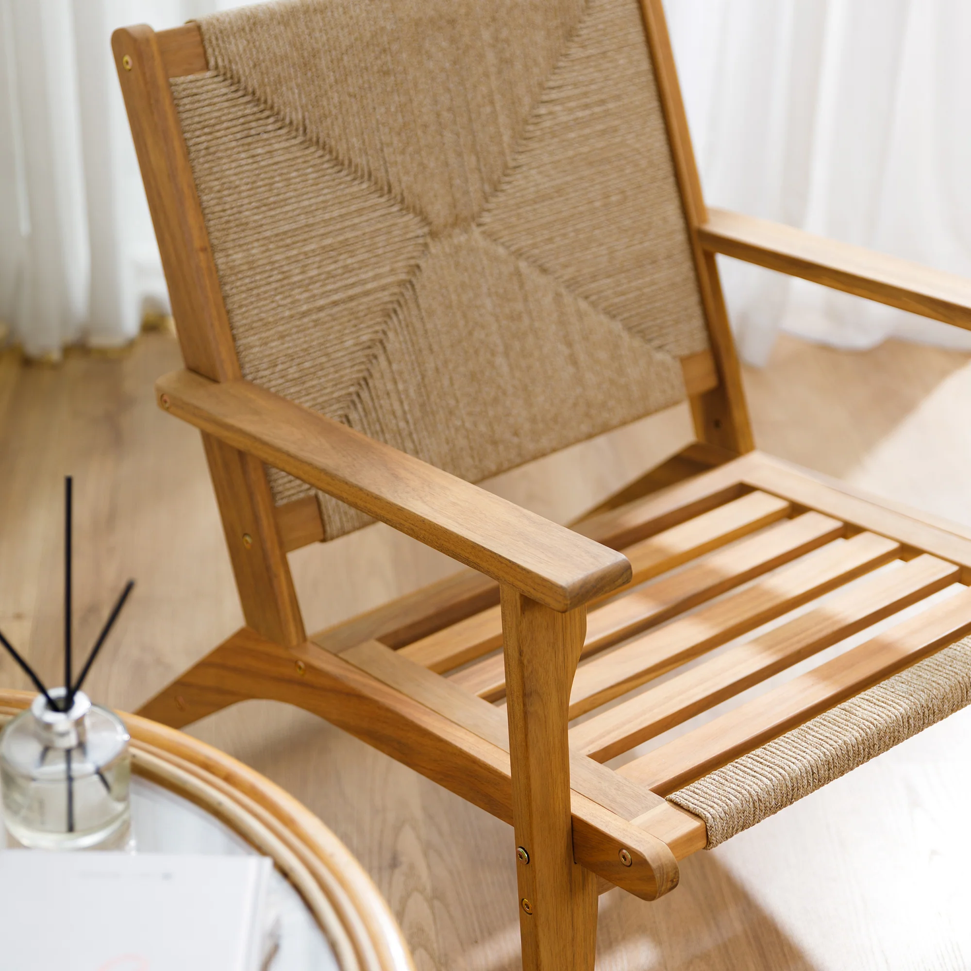 VALDIVIA - Fauteuil intérieur extérieur en acacia massif et corde - Image 8