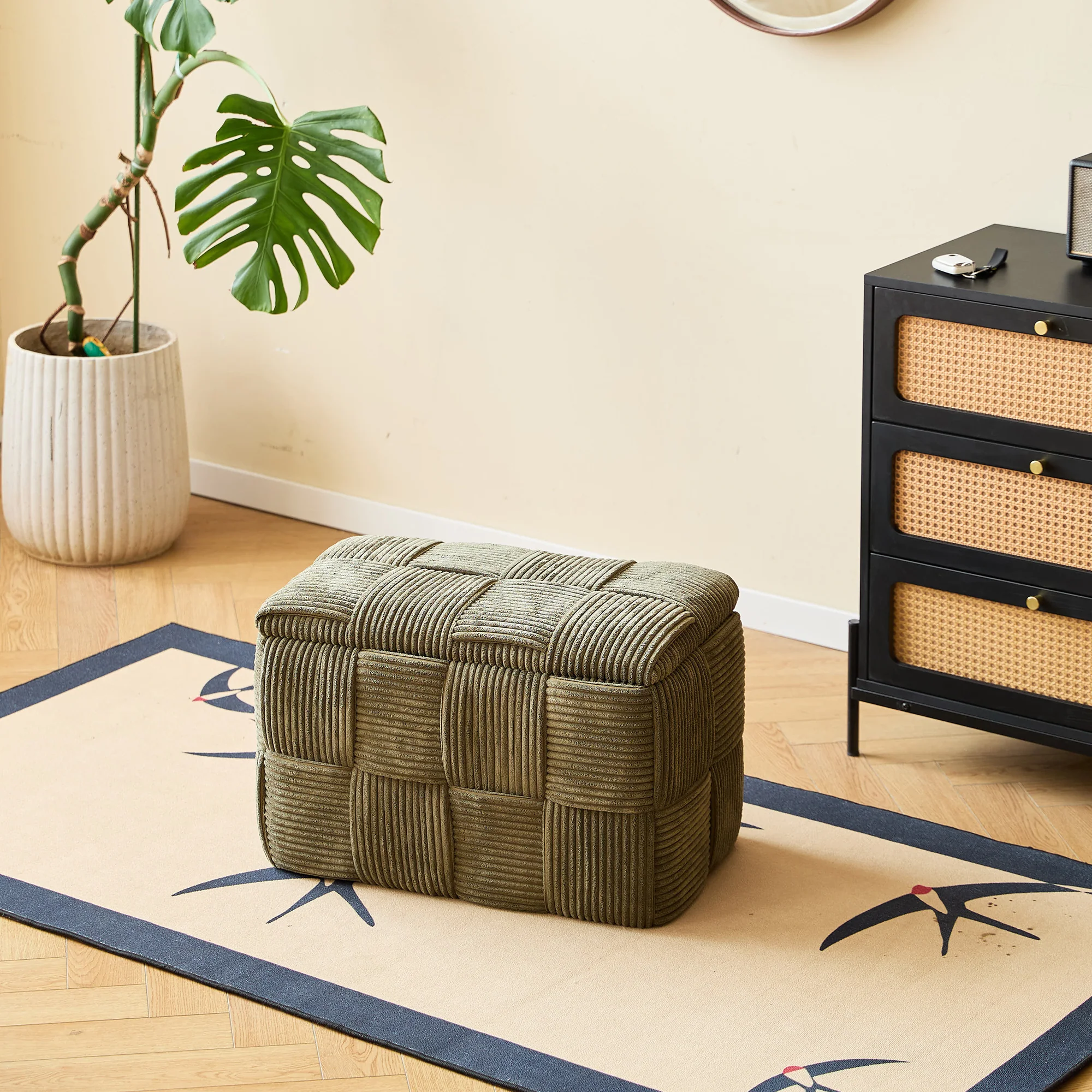 VANERN - Banc avec rangement en velours côtelé vert - Image 6
