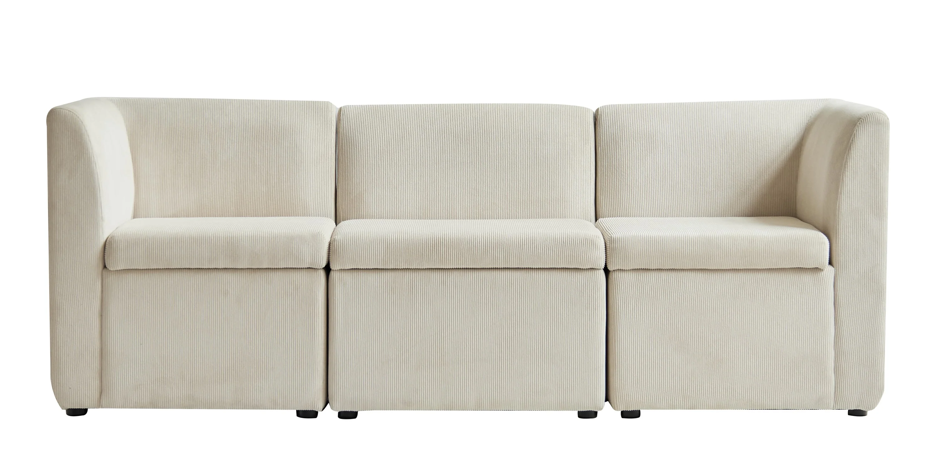 VARDE - Canapé modulable 3 personnes en velours côtelé beige - Image 3