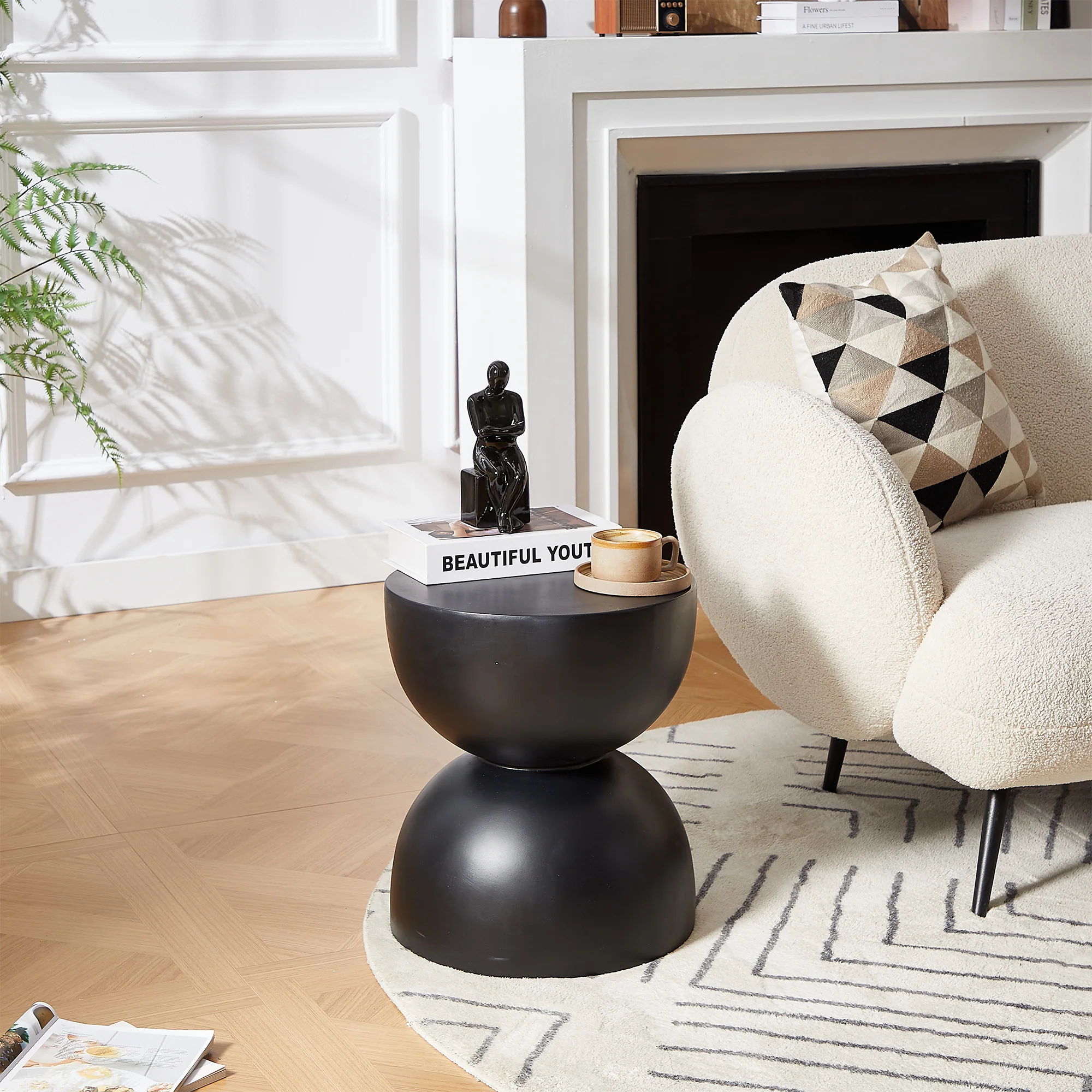 VEJEN - Table d'appoint bout de canapé intérieur extérieur en magnesite noir - Image 6