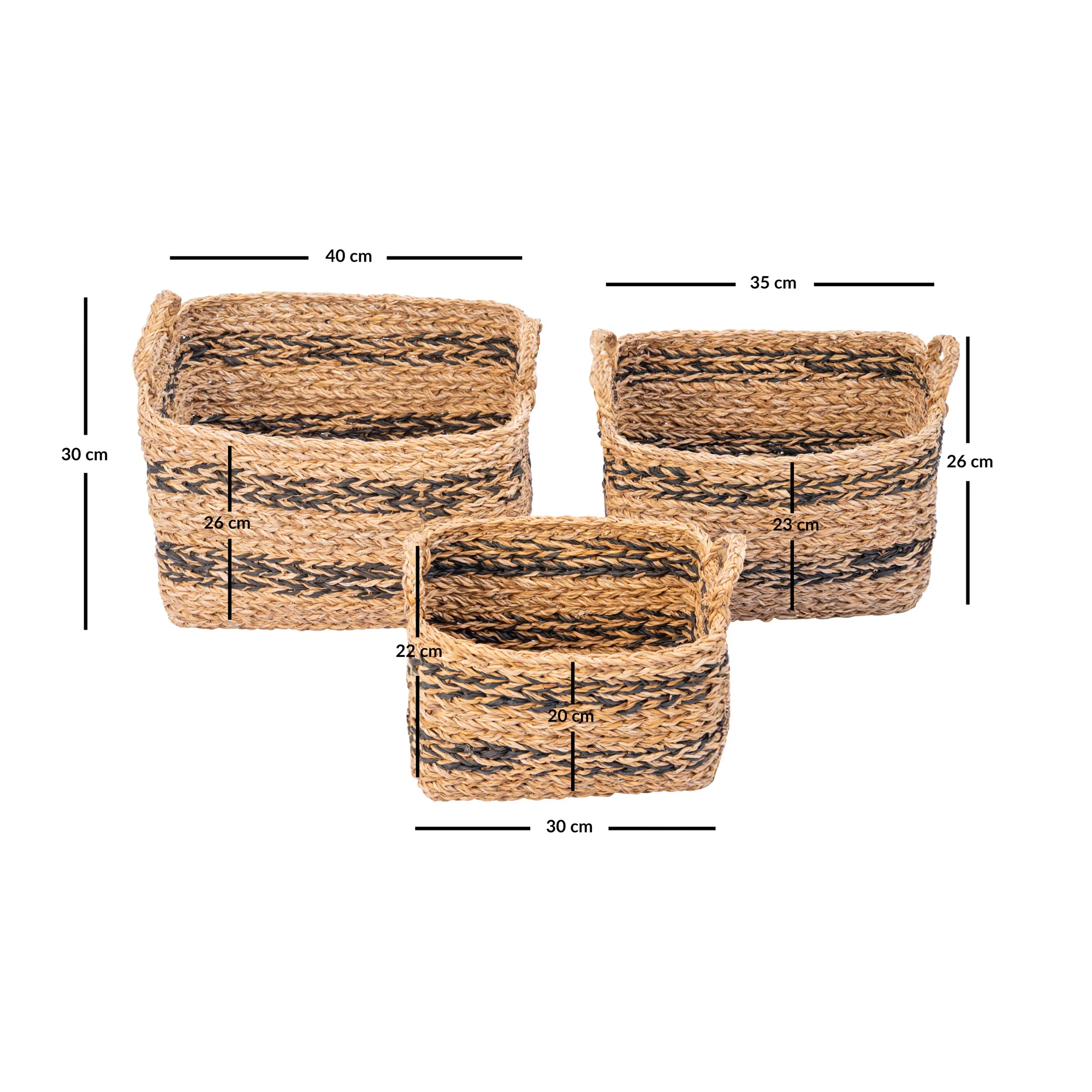 VILMA - Set de 3 paniers de rangement en jonc de mer - Image 4