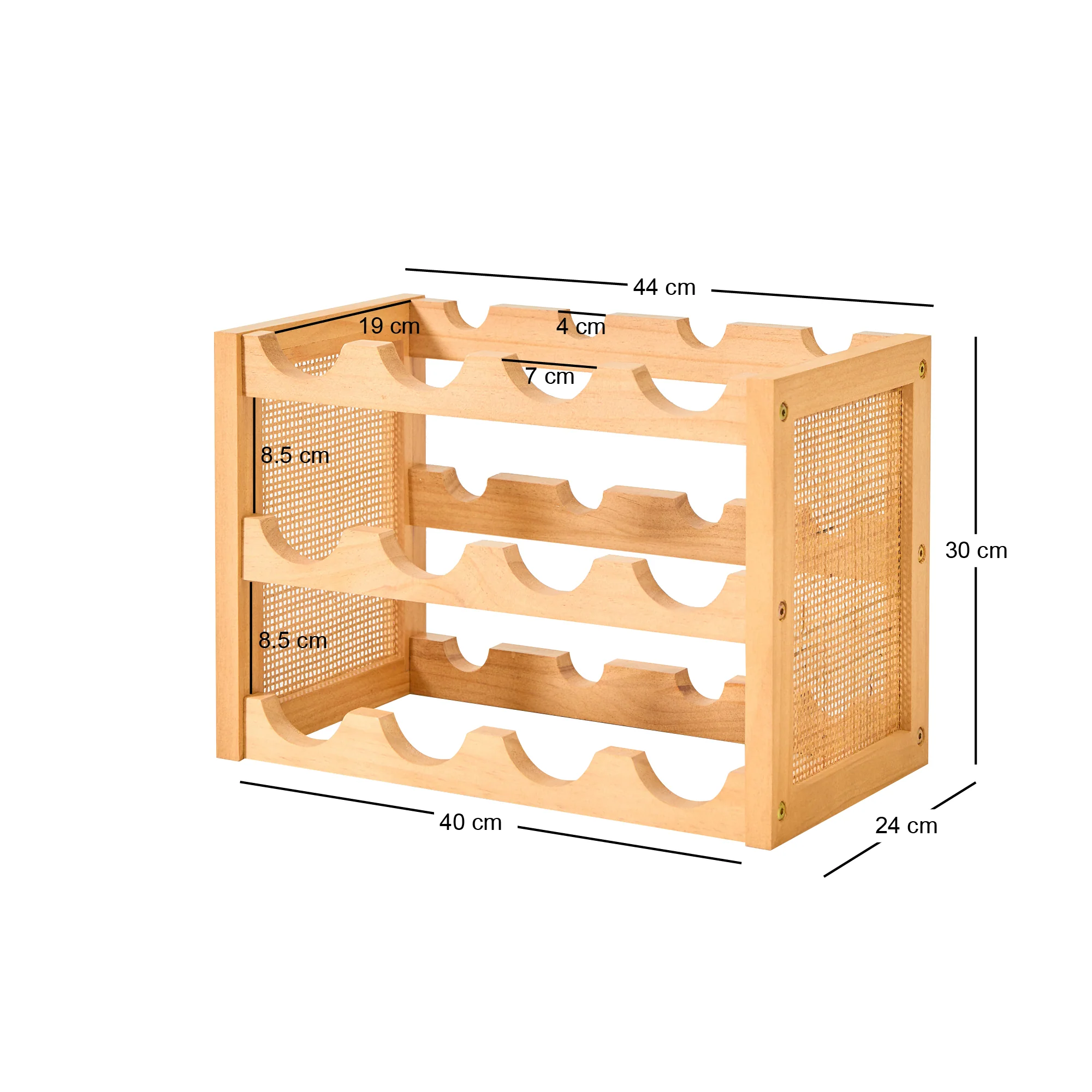 VISBY - Porte-bouteilles en bois et rotin naturel - Image 4