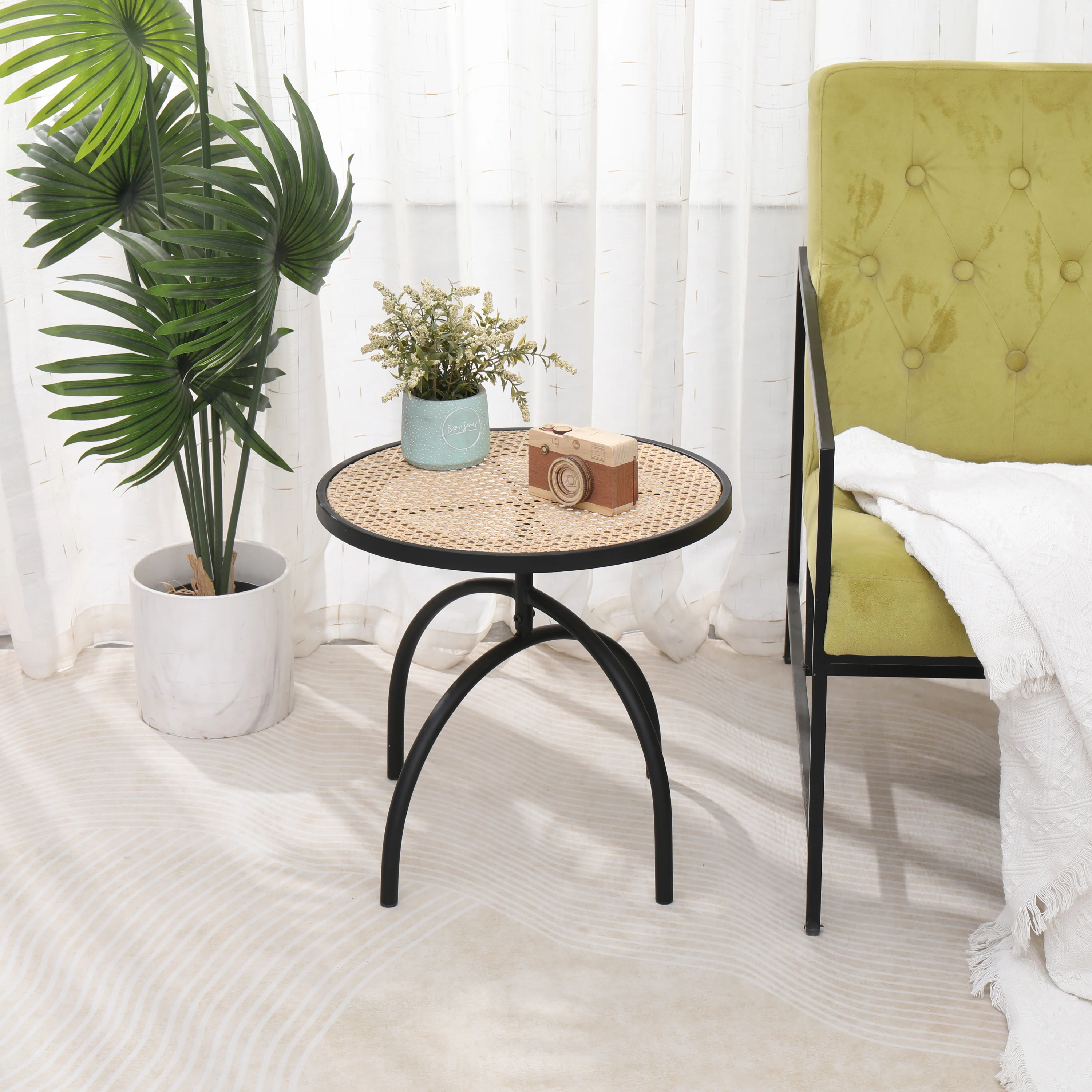 YOKI - Table d'appoint en métal et rotin - Image 3